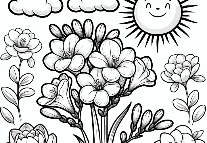 Freesia flower coloring page (Free)