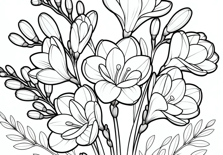 Beautiful Freesias: Coloring page free for coloring