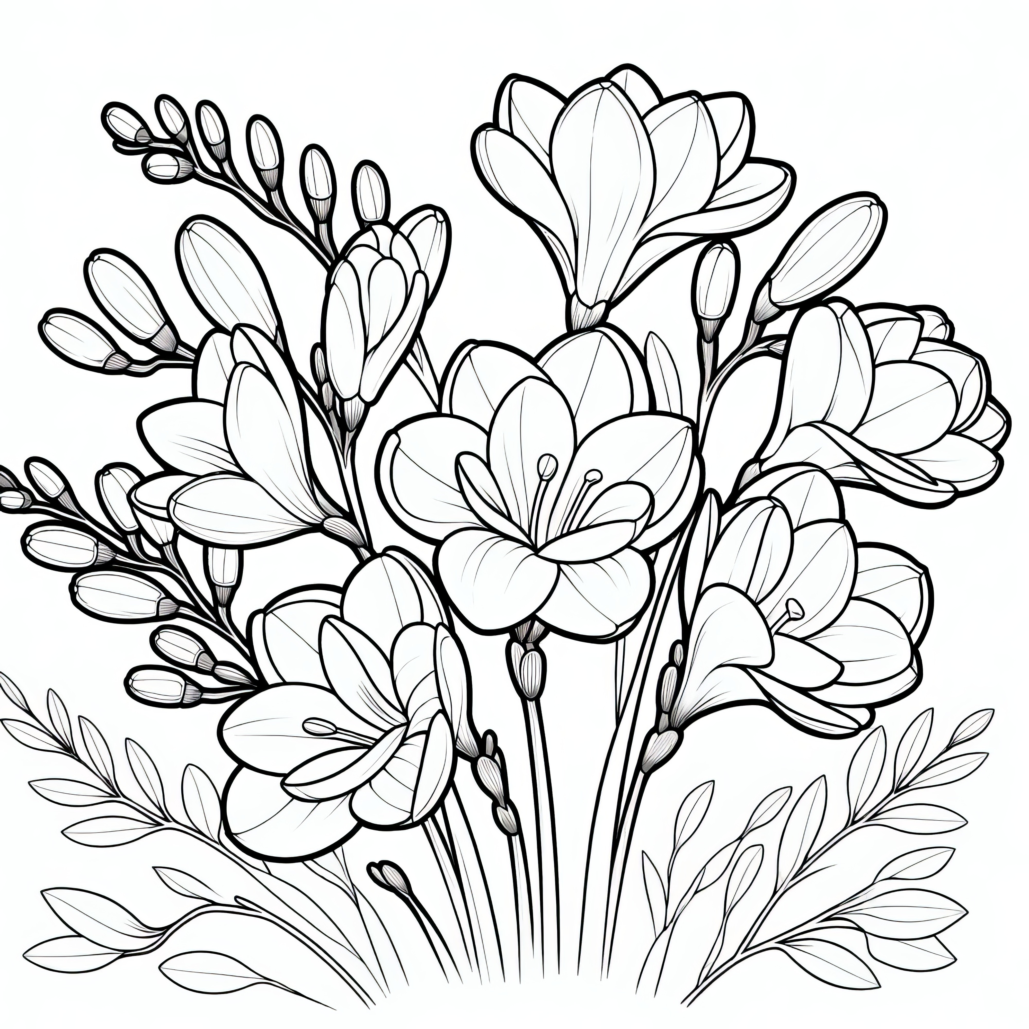 Belles freesias : coloriage gratuit à imprimer