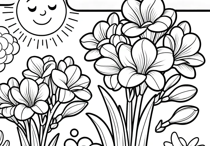 Freesia flowers for coloring: Free to download