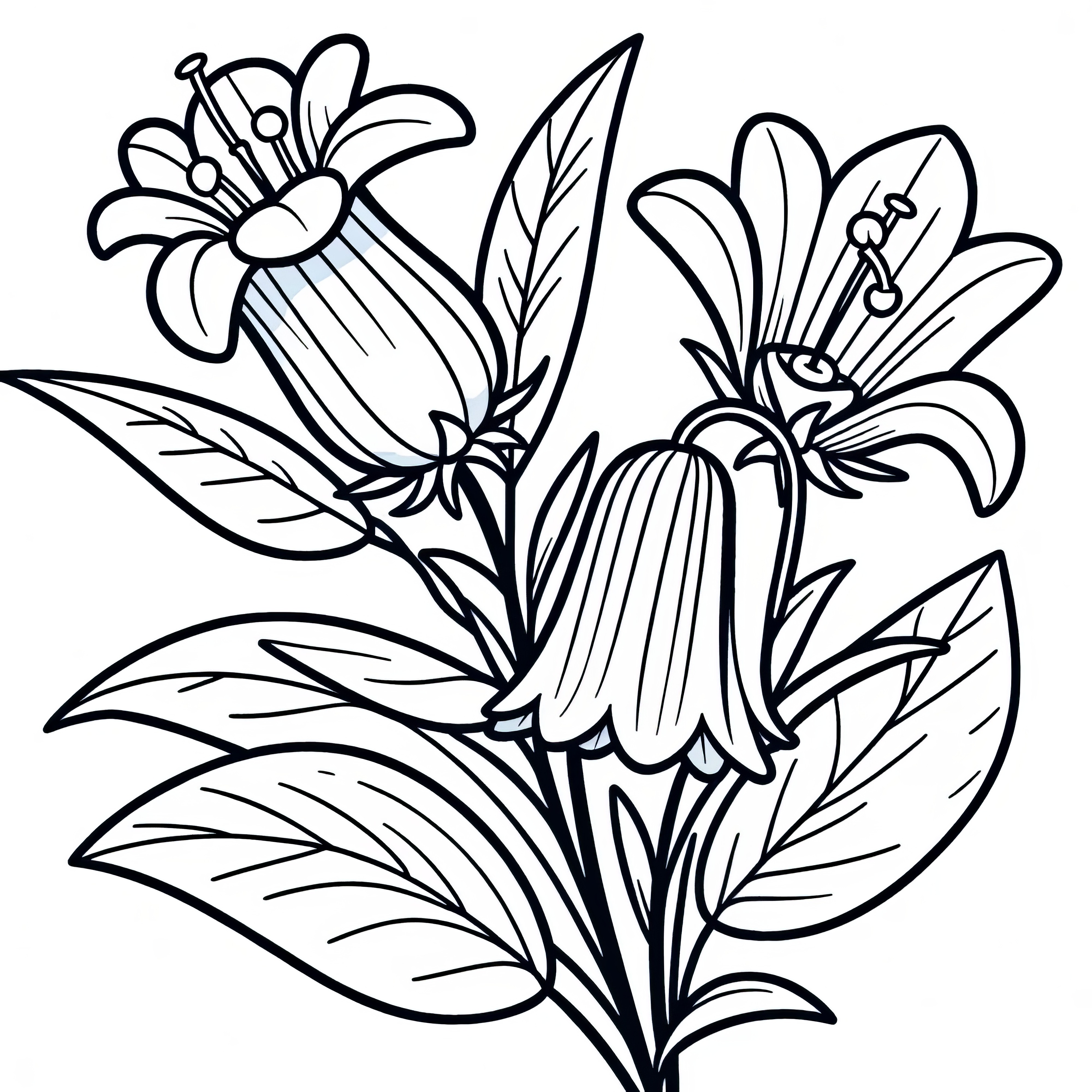 Bellflowers as coloring template (Free)