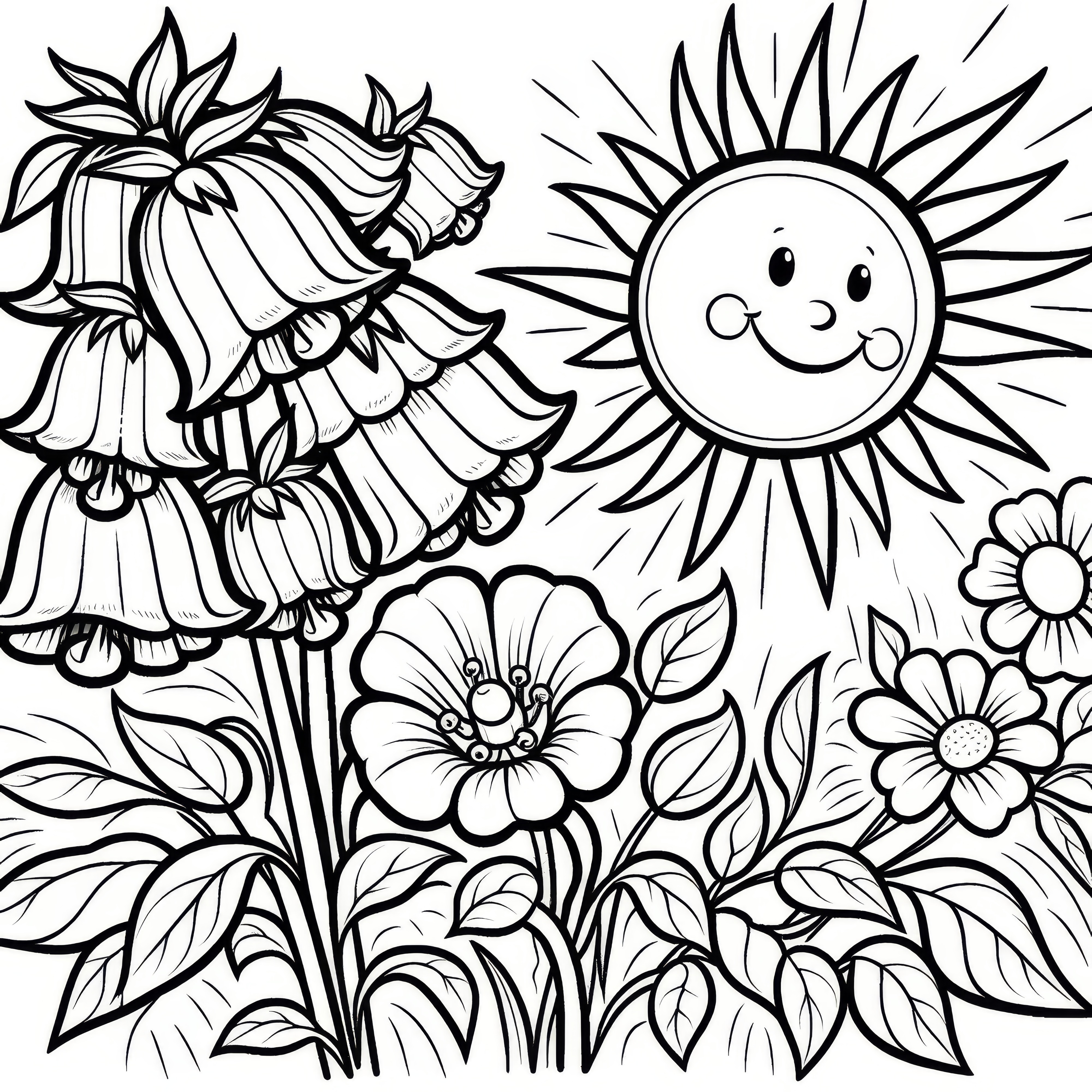 Bellflower in the sun: Free coloring page