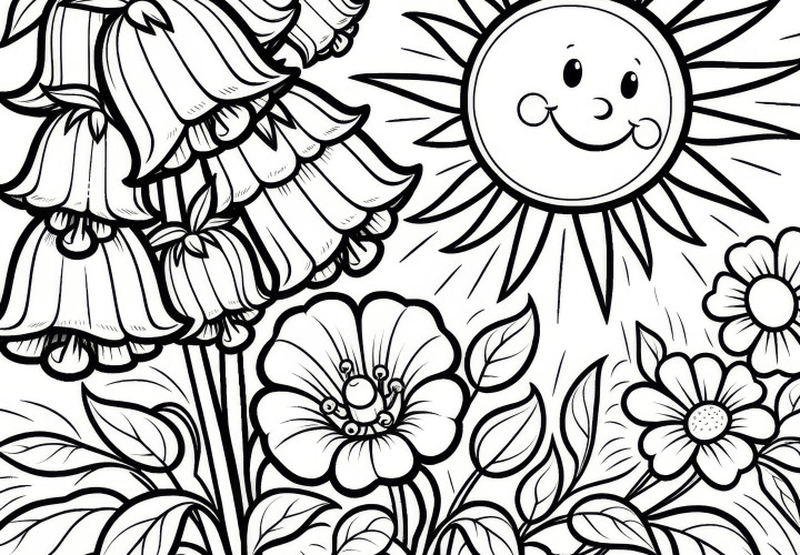 Bellflower in the sun: Free coloring page