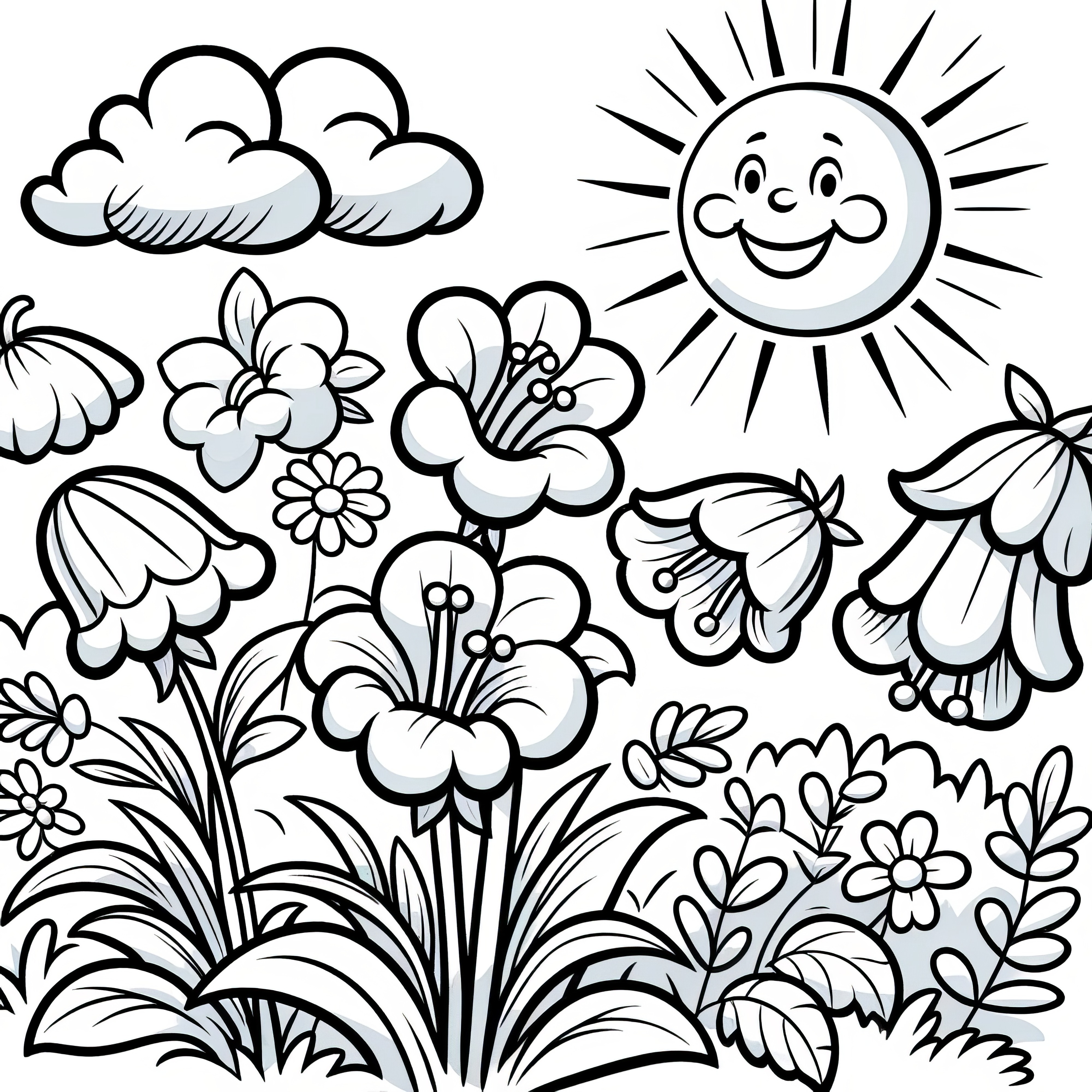 Bellflower blooms: Coloring page for children (Free)