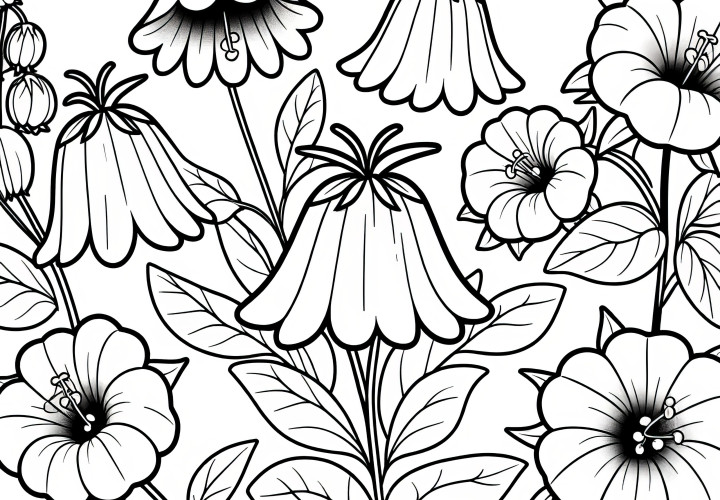 Bluebells in full bloom: Coloring page for download (Free)