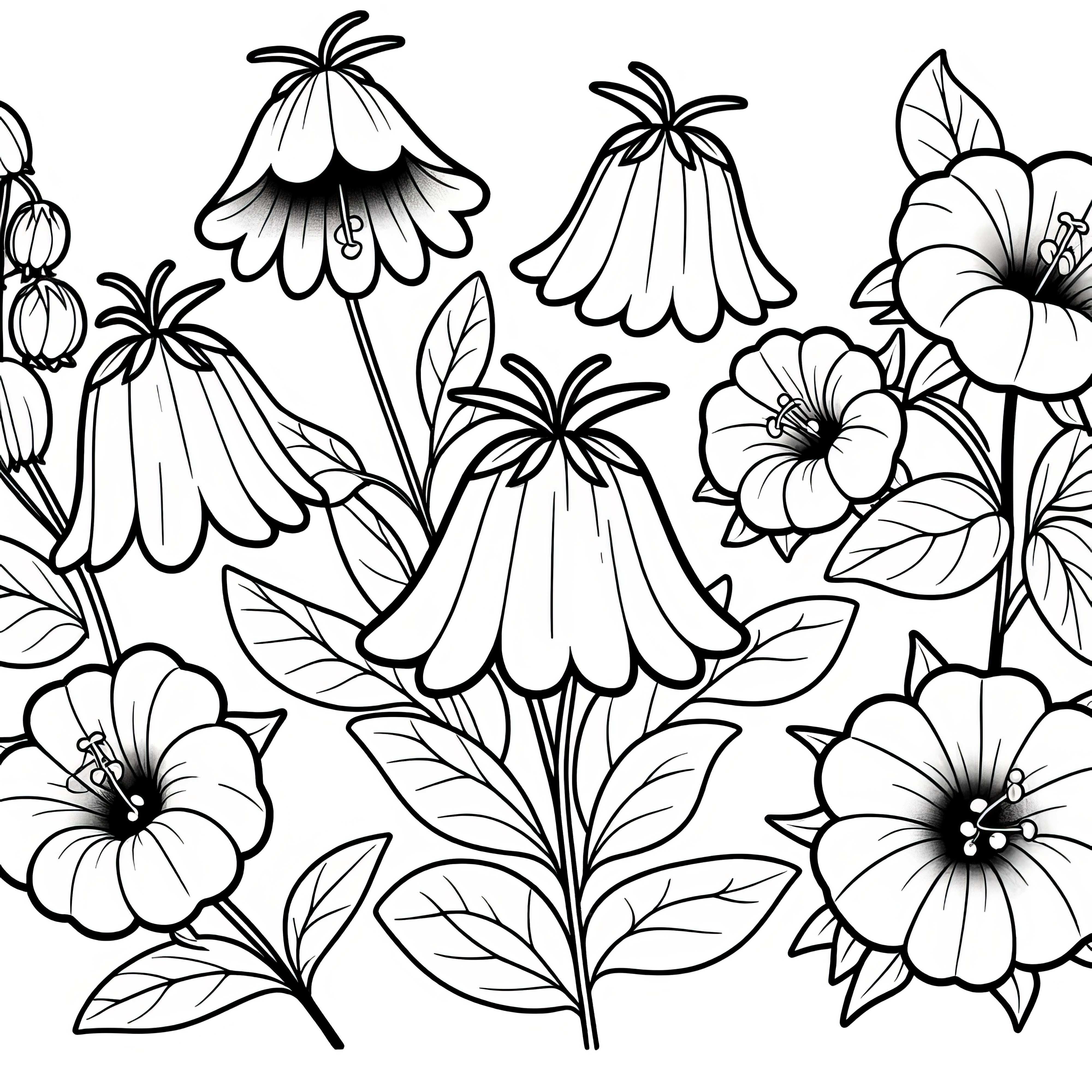 Bellflowers in full bloom: coloring page for download (Free)