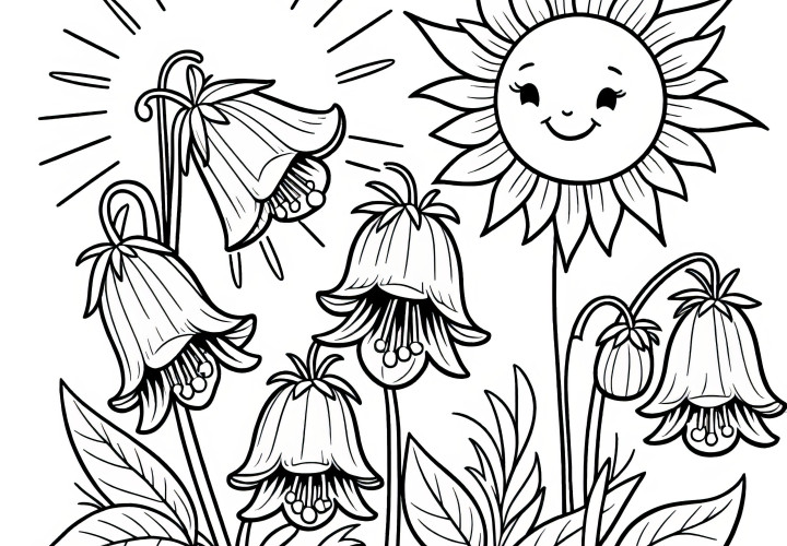 Bellflower blossoms for coloring: Free coloring page