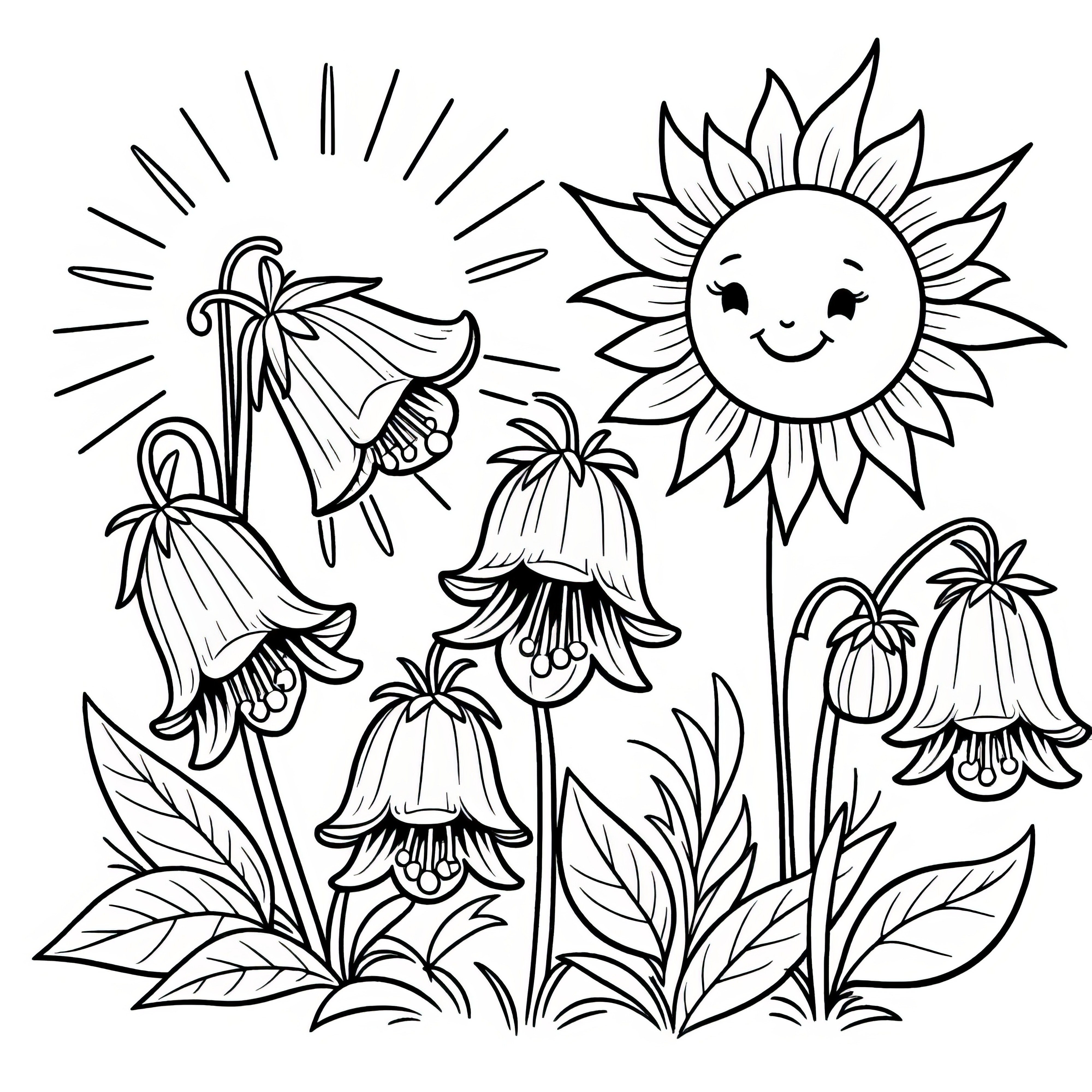 Bellflower blossoms for coloring: Free coloring page