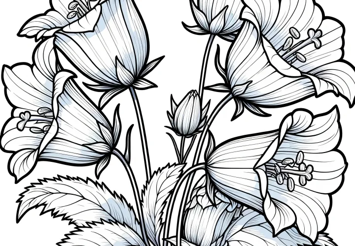 Bellflower blooms: Coloring picture for download (Free)