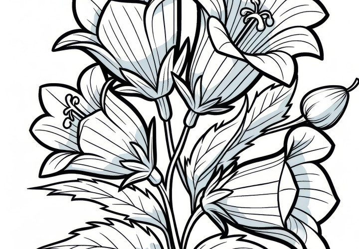 Bluebells with full blooms: coloring page for download (Free)