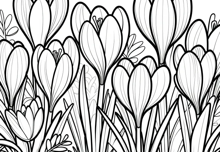 Crocuses: Flower picture to color (Free)