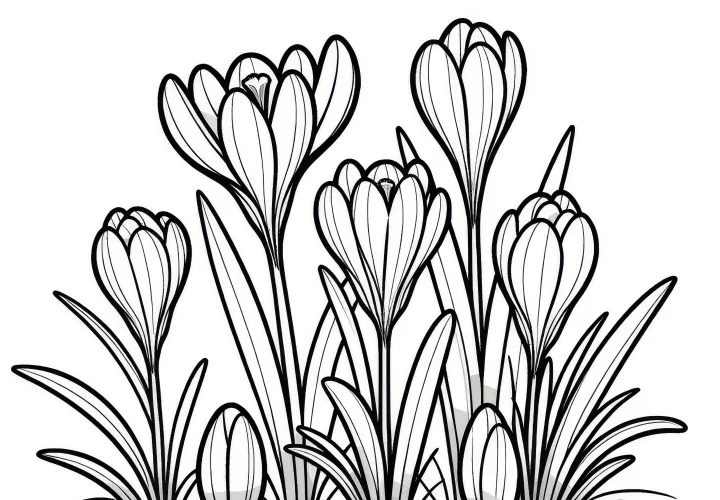 Crocuses as simple coloring pages: Free to download