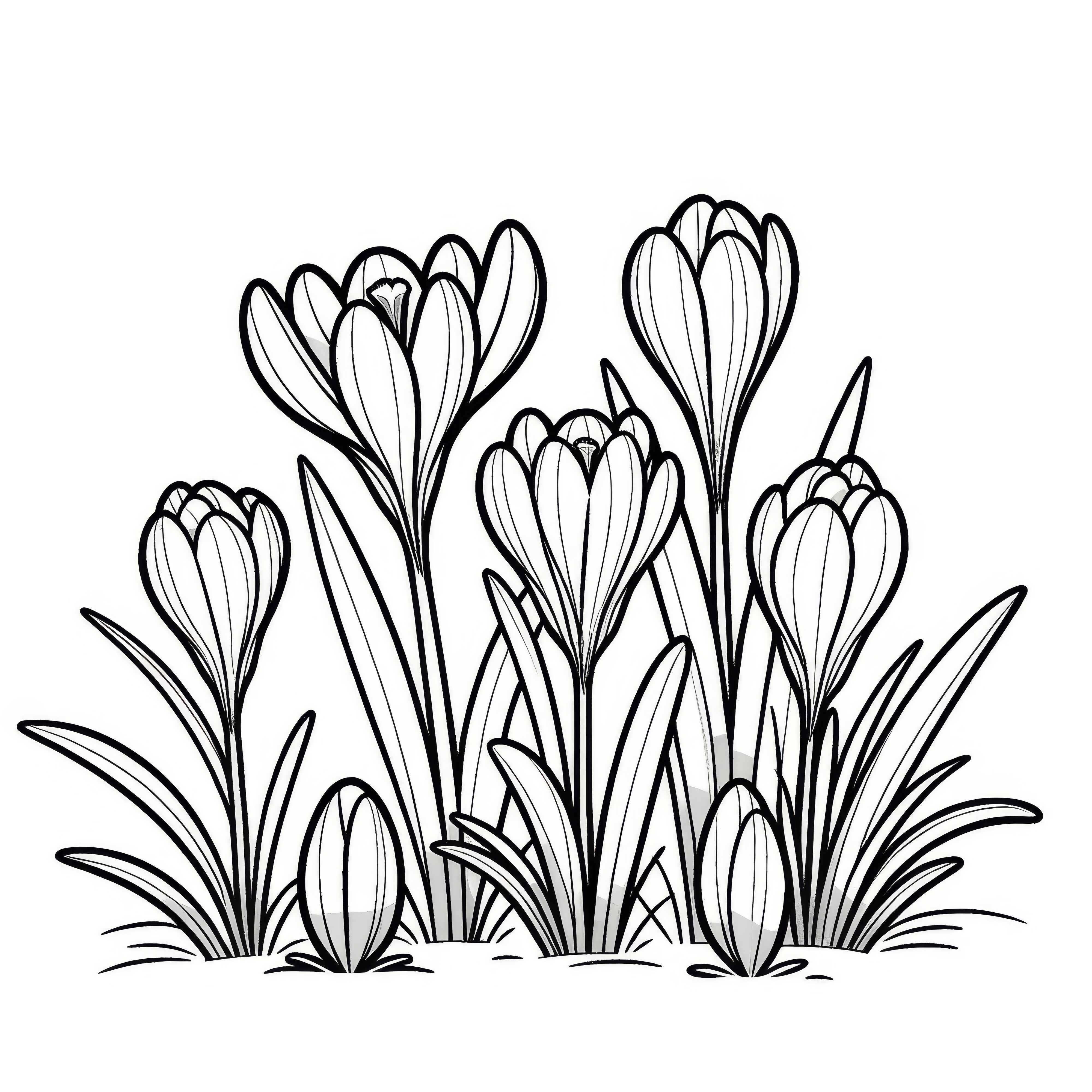 Crocuses as a simple coloring sheet: Free to download