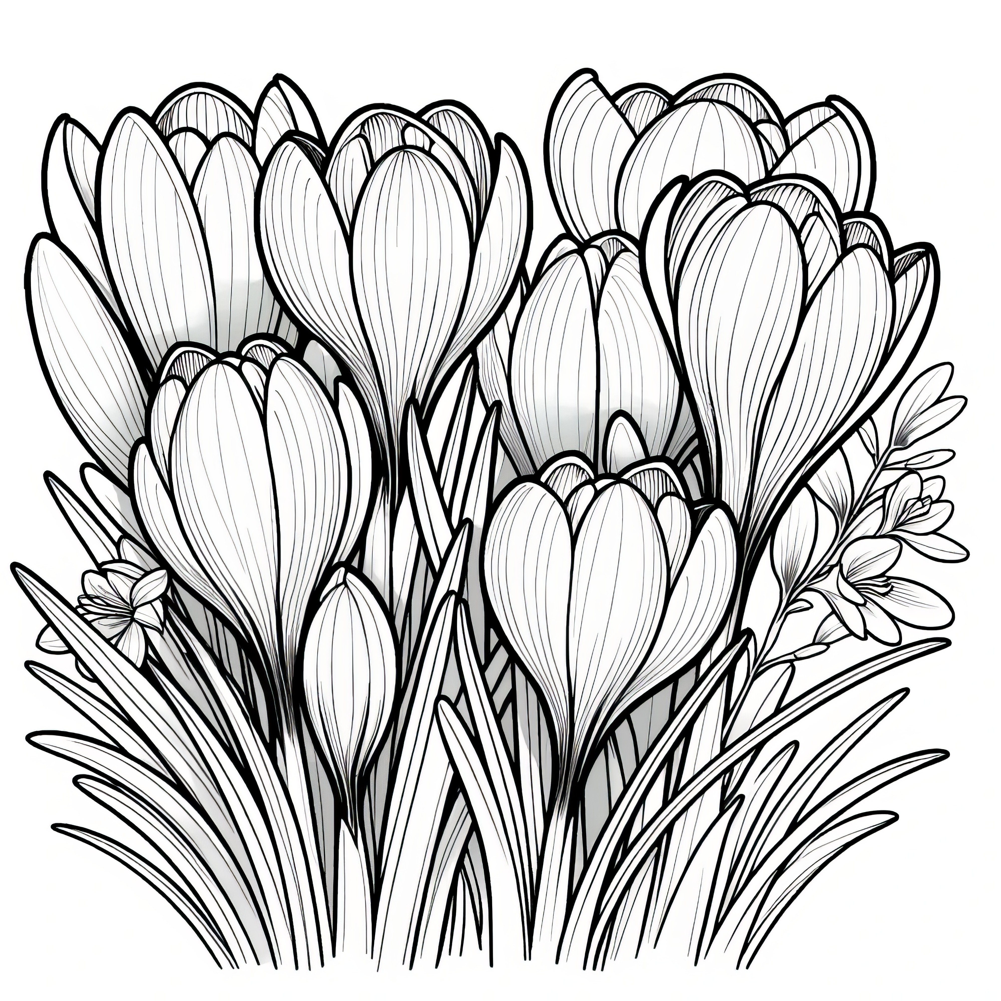 Crocuses as a lifelike coloring picture: Free to download