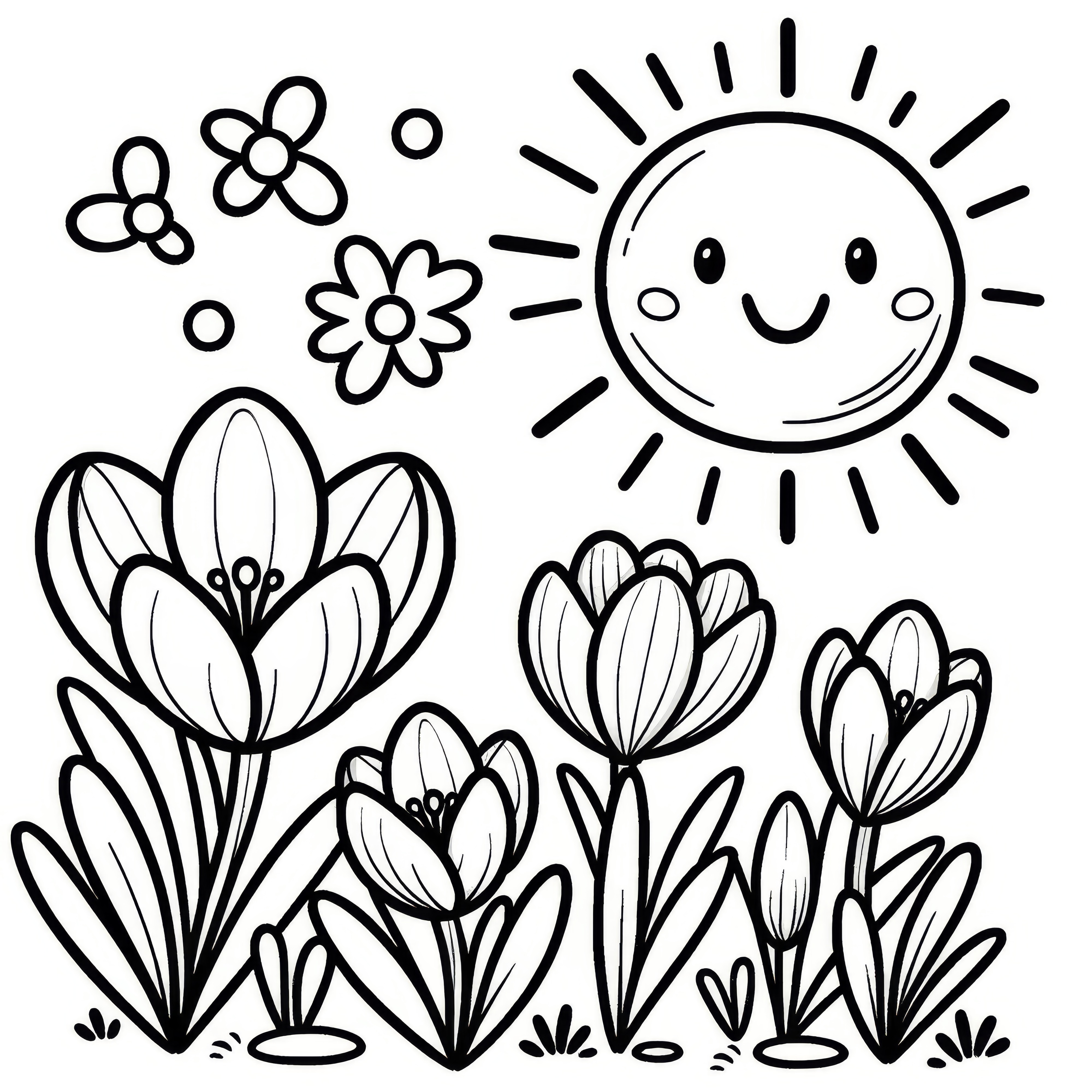 Crocuses in the sun: Coloring picture for children (Free)