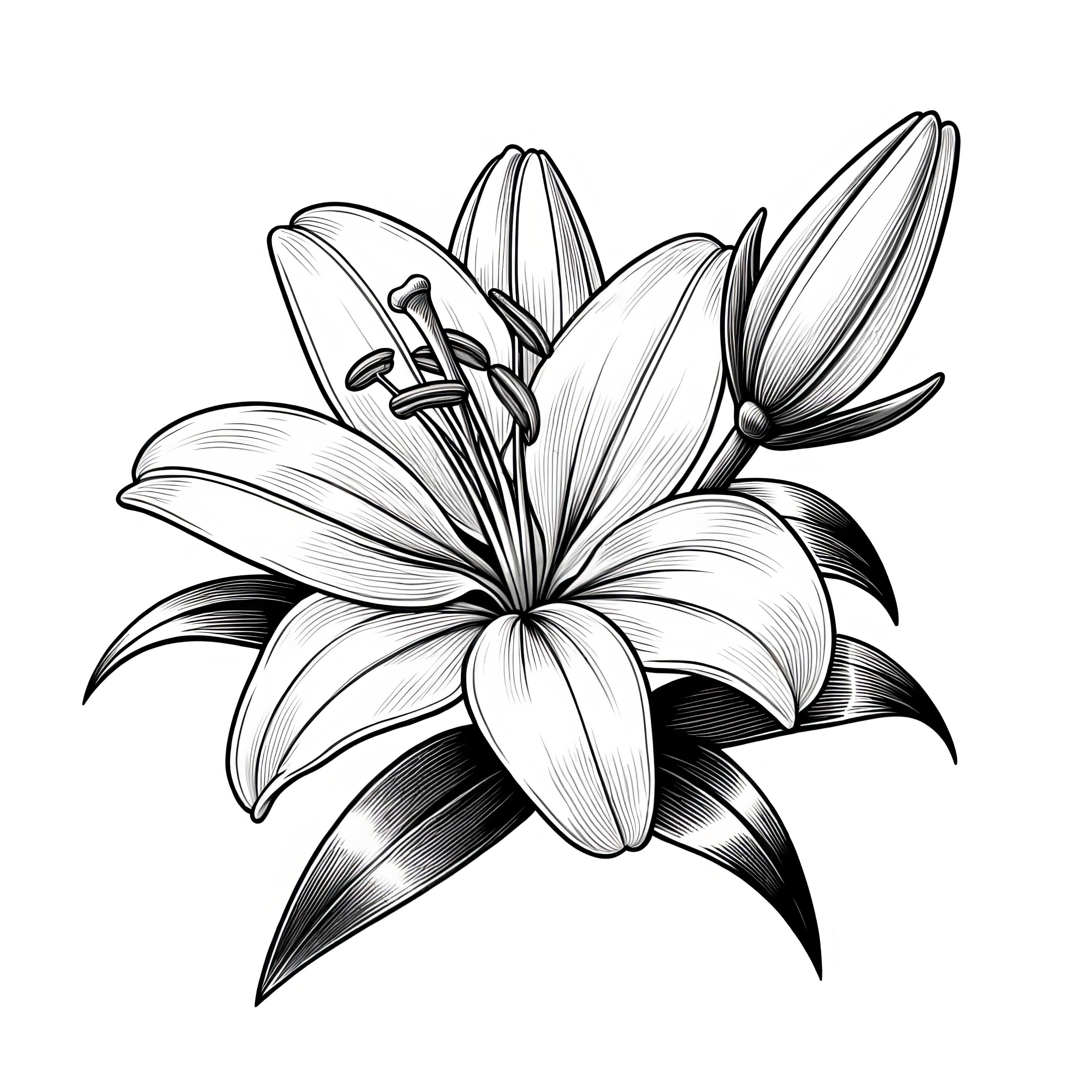 Magnificent lily bloom: Free coloring page for download