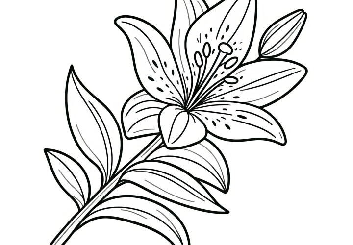 Delicate lily flower as a coloring page (Free)