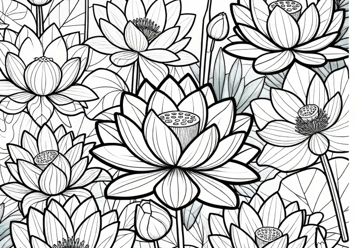 Flores de lótus elegantes: Imagem para colorir a descarregar (gratuito)