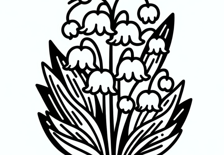 Lily of the valley: Simple coloring page (Free)