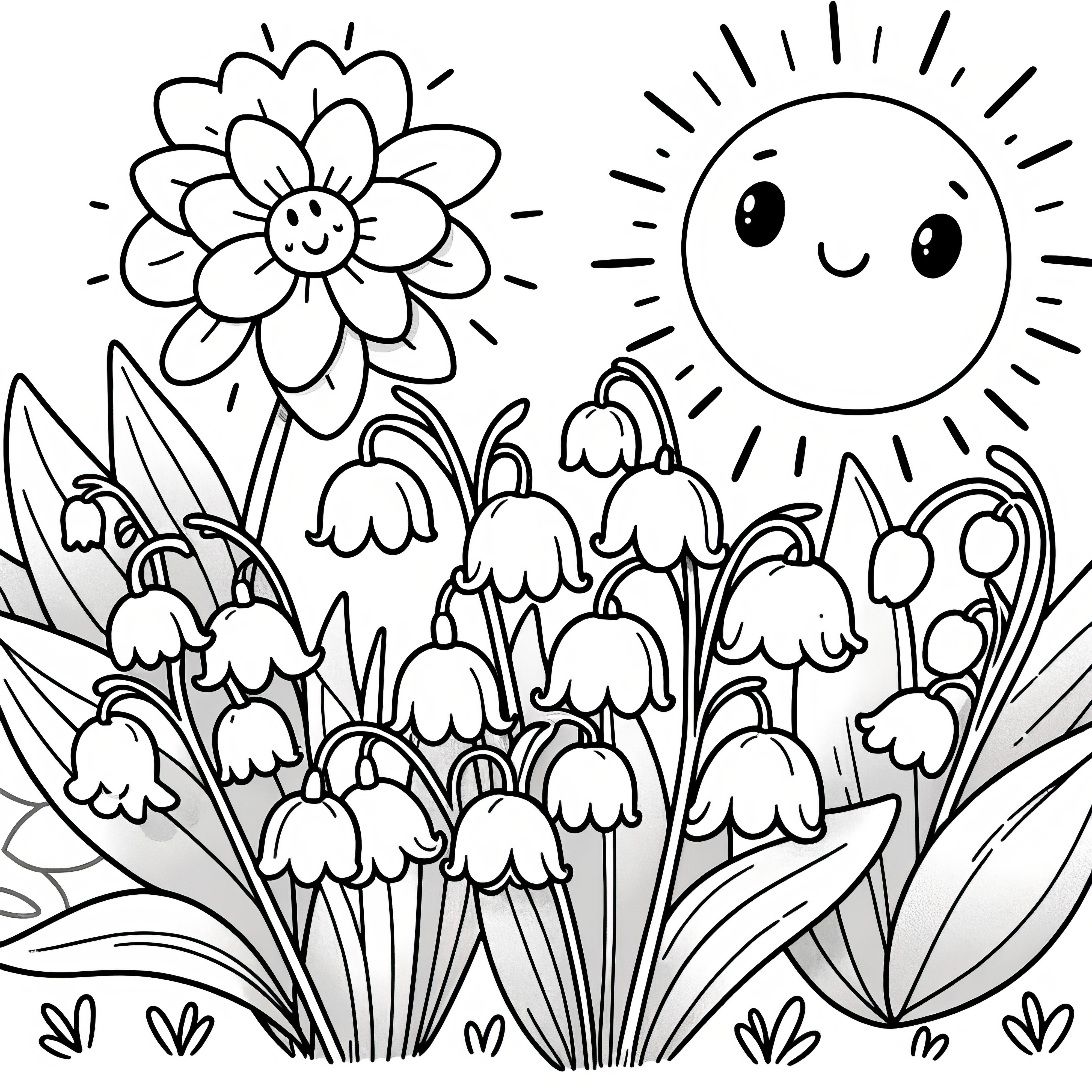 Lily of the valley in the spring sun: Free coloring picture