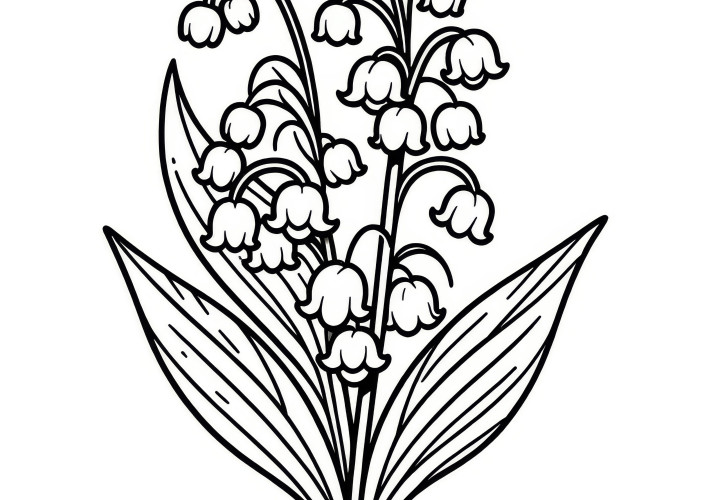 Cute lily of the valley as coloring template for children (Free)