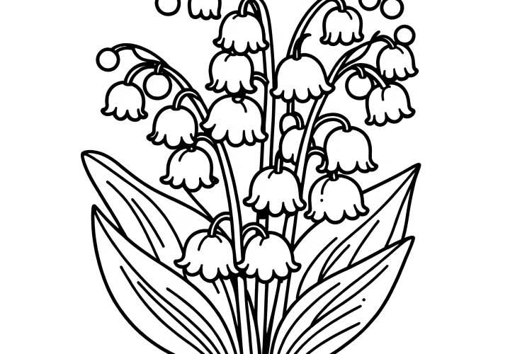 Lily of the valley: Simple coloring template (Free)