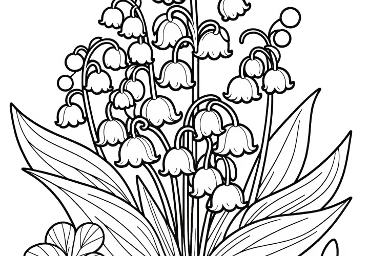 Lily of the valley in full bloom: Beautiful coloring page (Free)