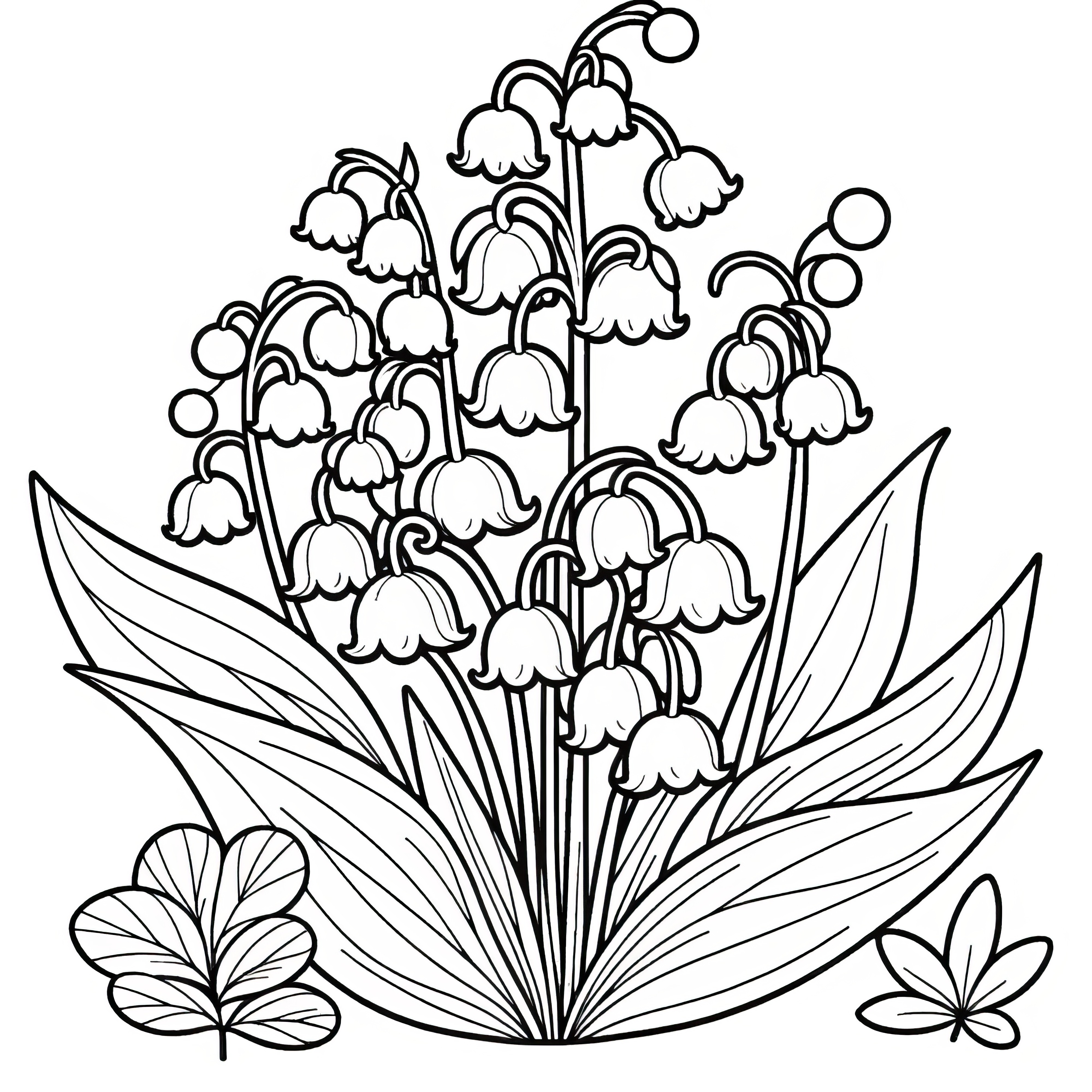 Lily of the valley in full bloom: Beautiful coloring page (Free)