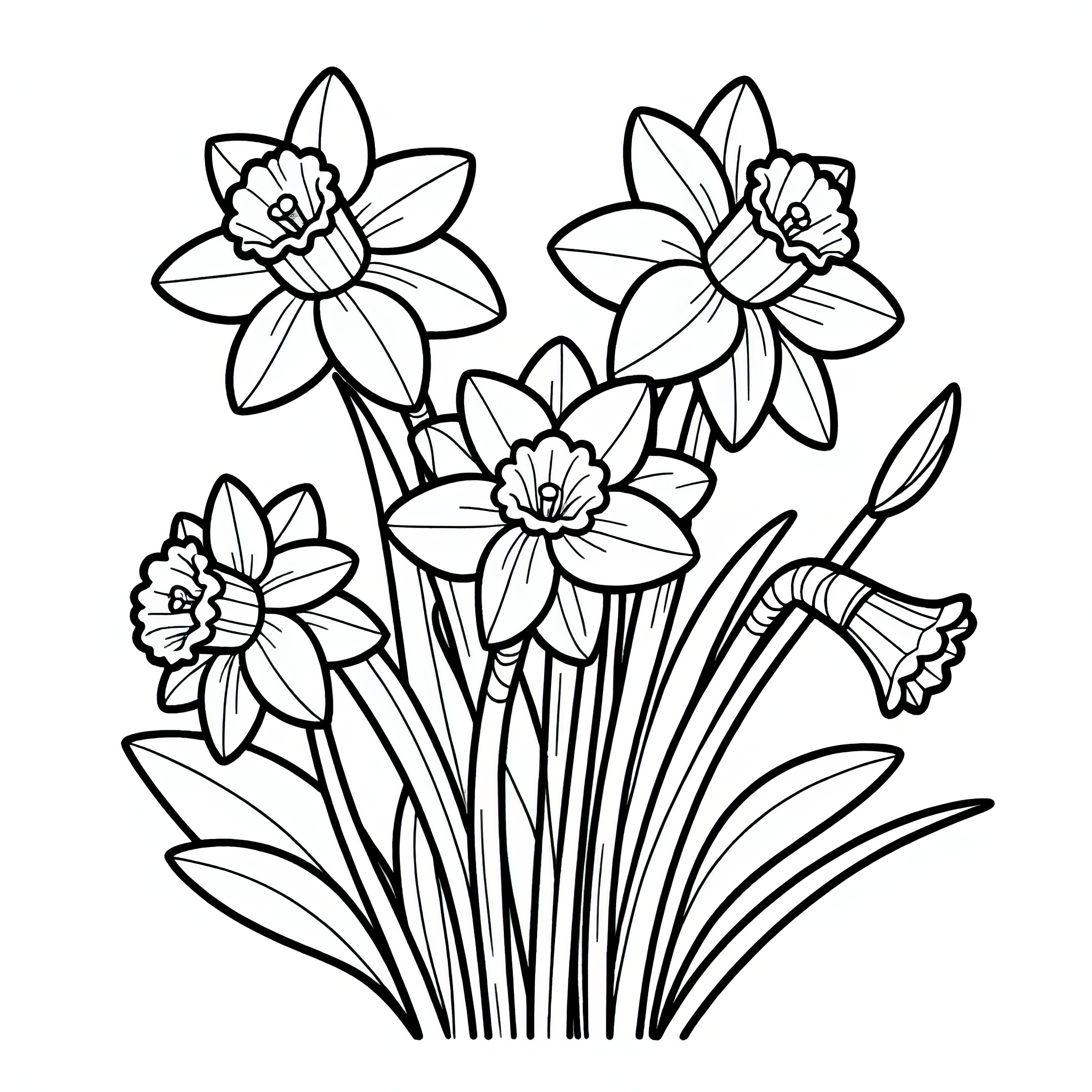 Magnificent daffodils as a free coloring page