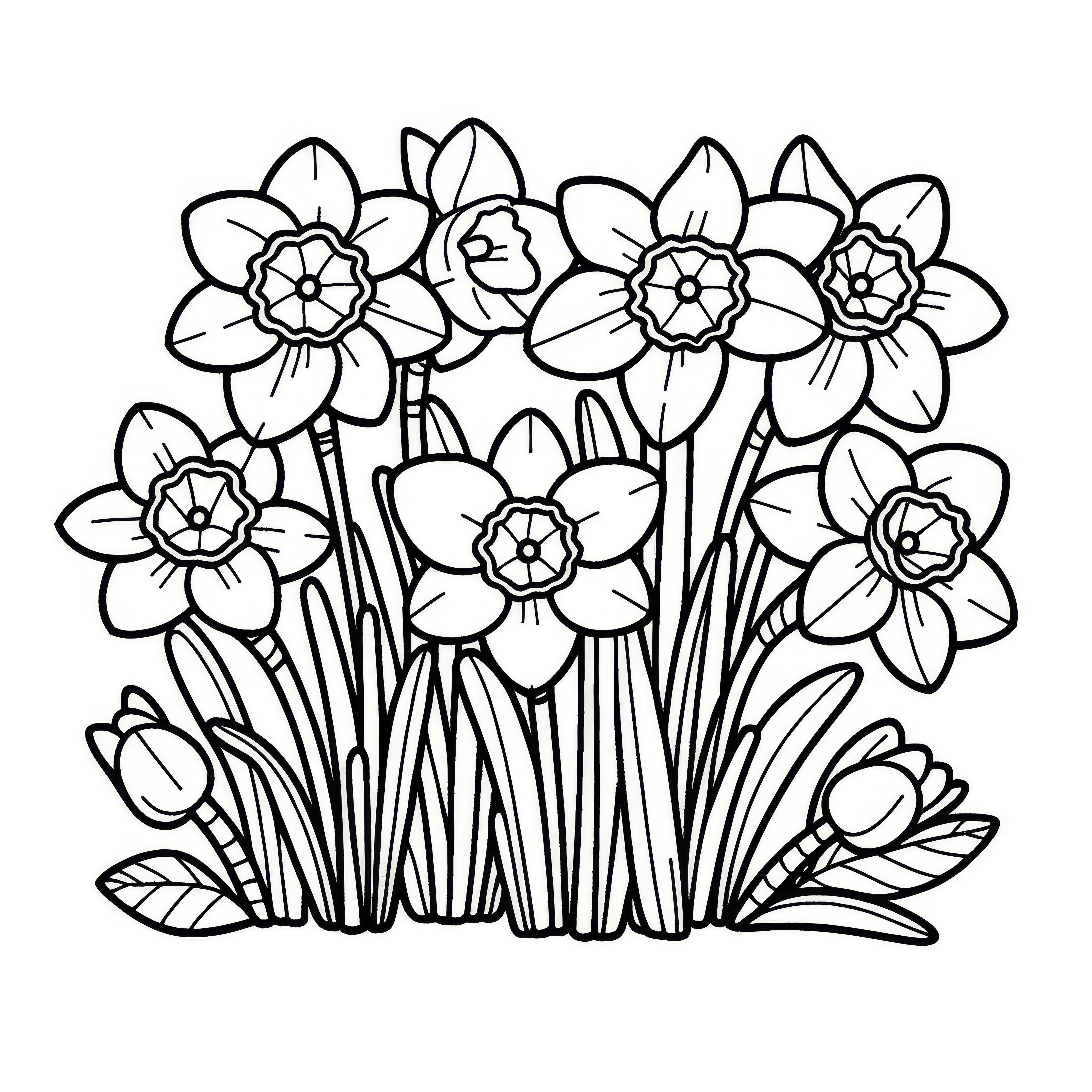 Narcissus flowers: Picture for coloring (Free)