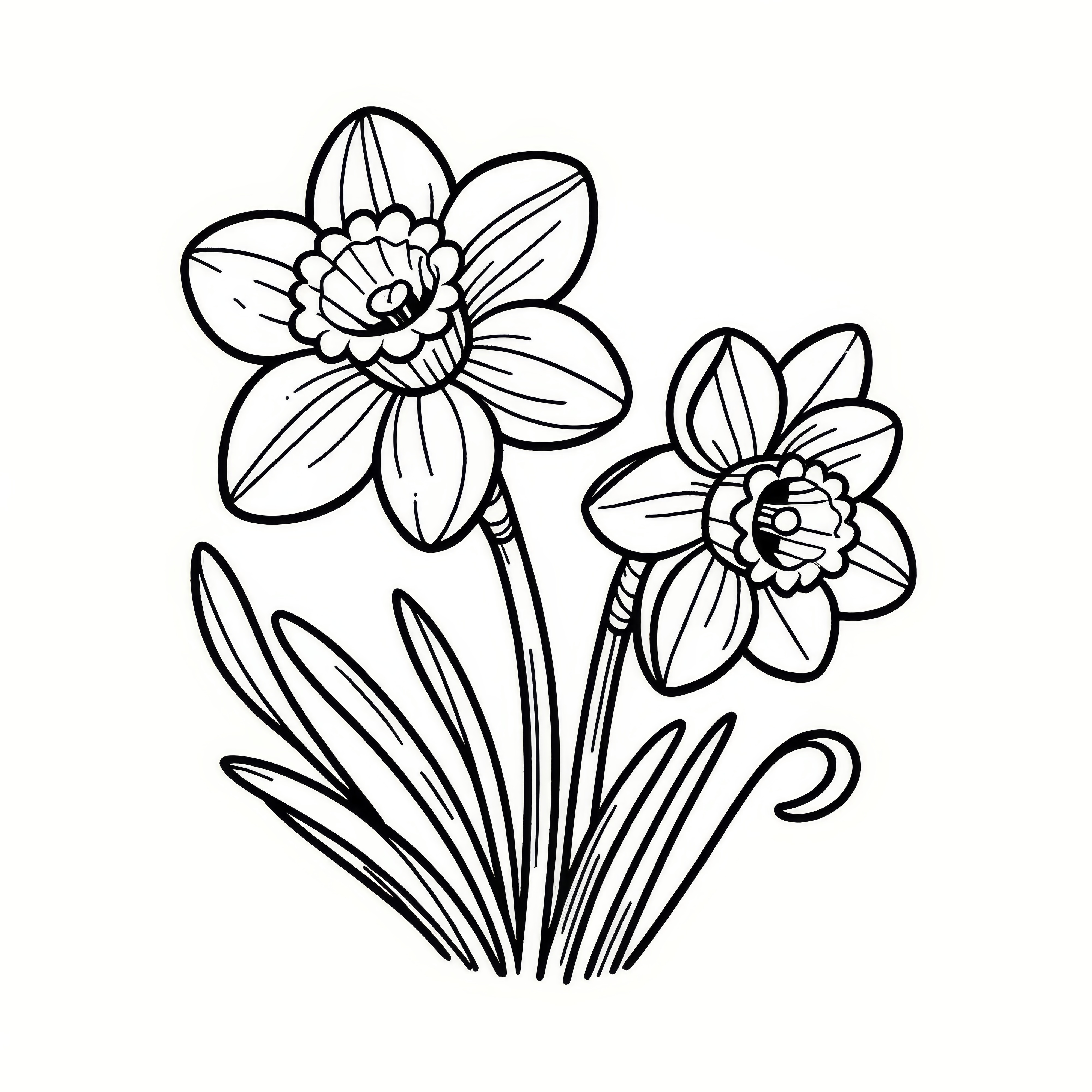 Spring-like daffodil flowers as a coloring template (Free)