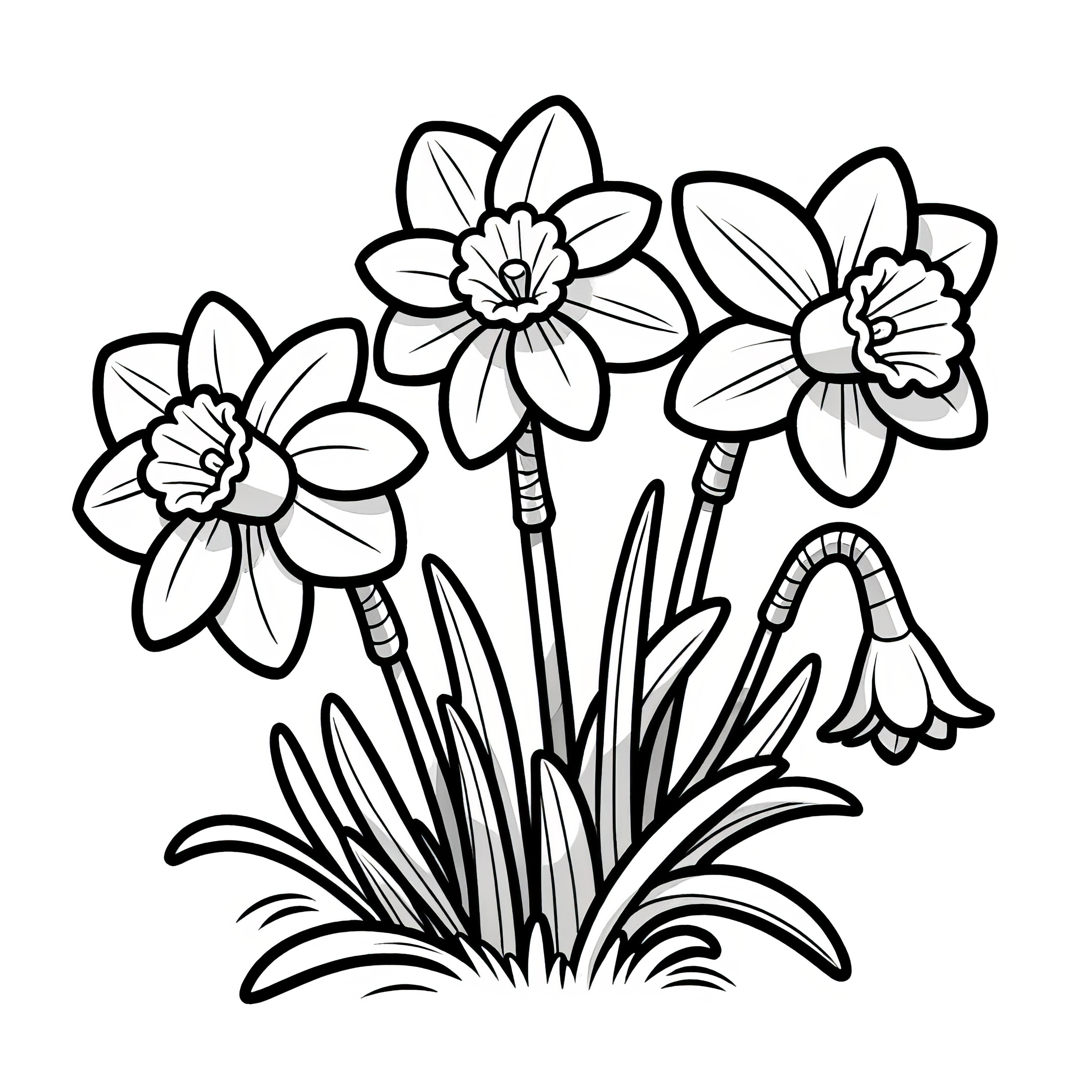 Daffodils: Simple coloring page (Free)