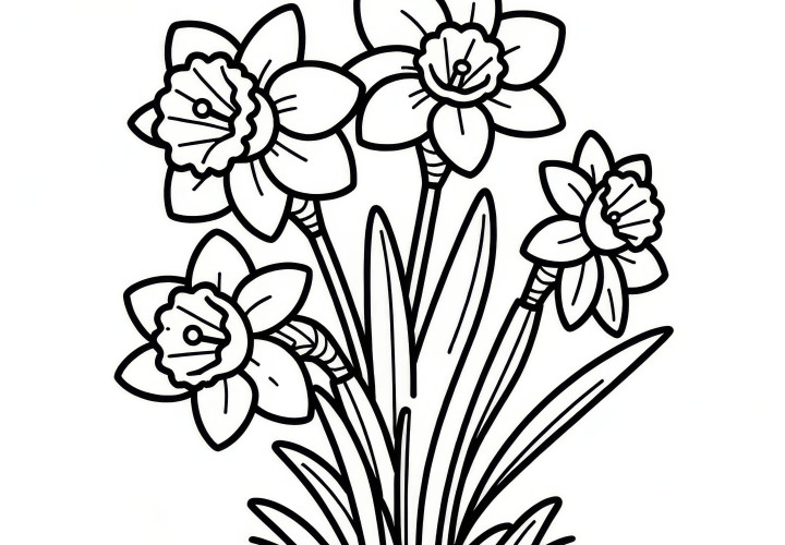 Narcisos como imagem simples para colorir (gratuito)