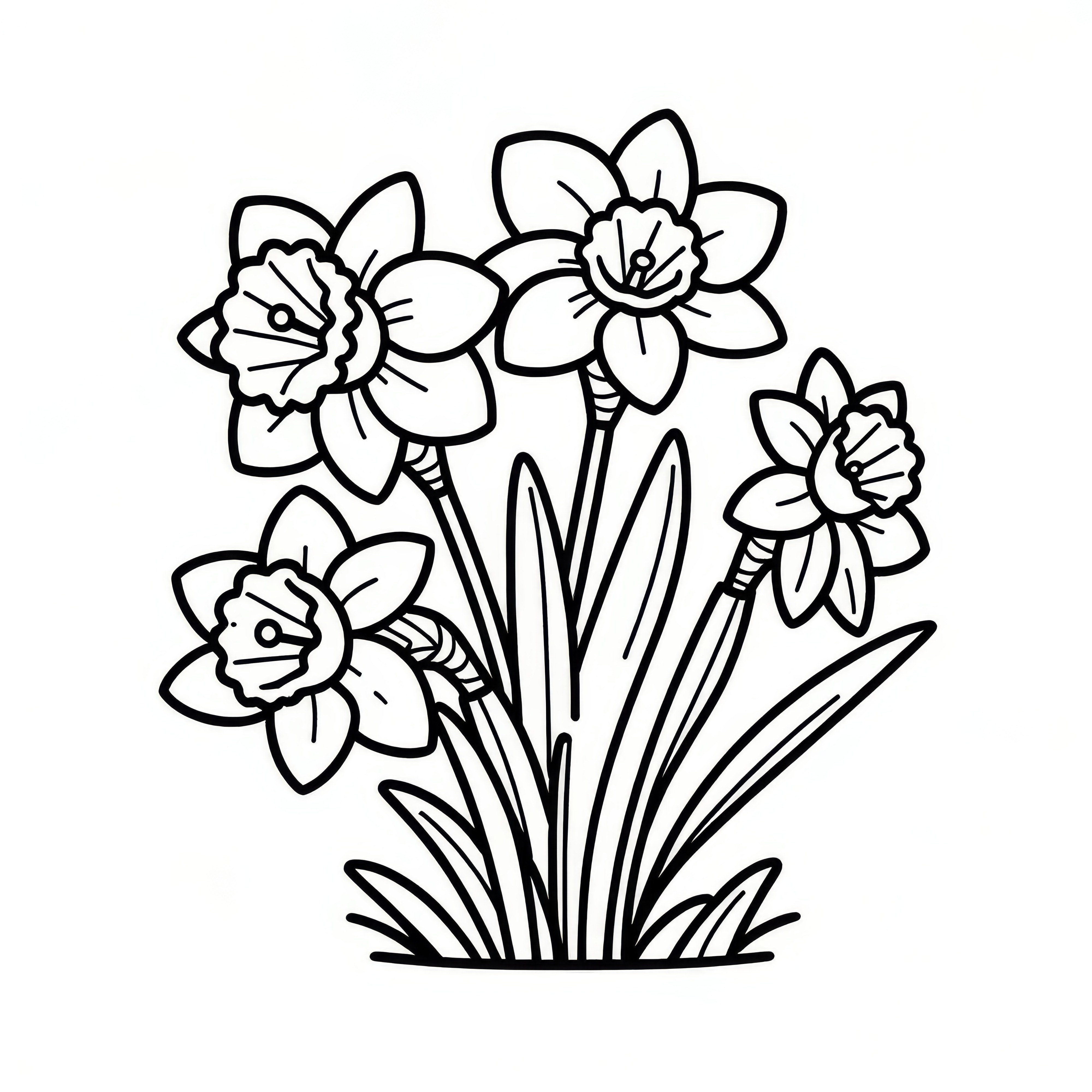 Daffodils as a simple coloring page (Free)