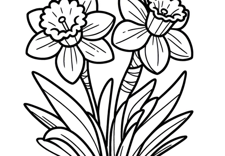 Beautiful daffodils: Flower picture for coloring (free)