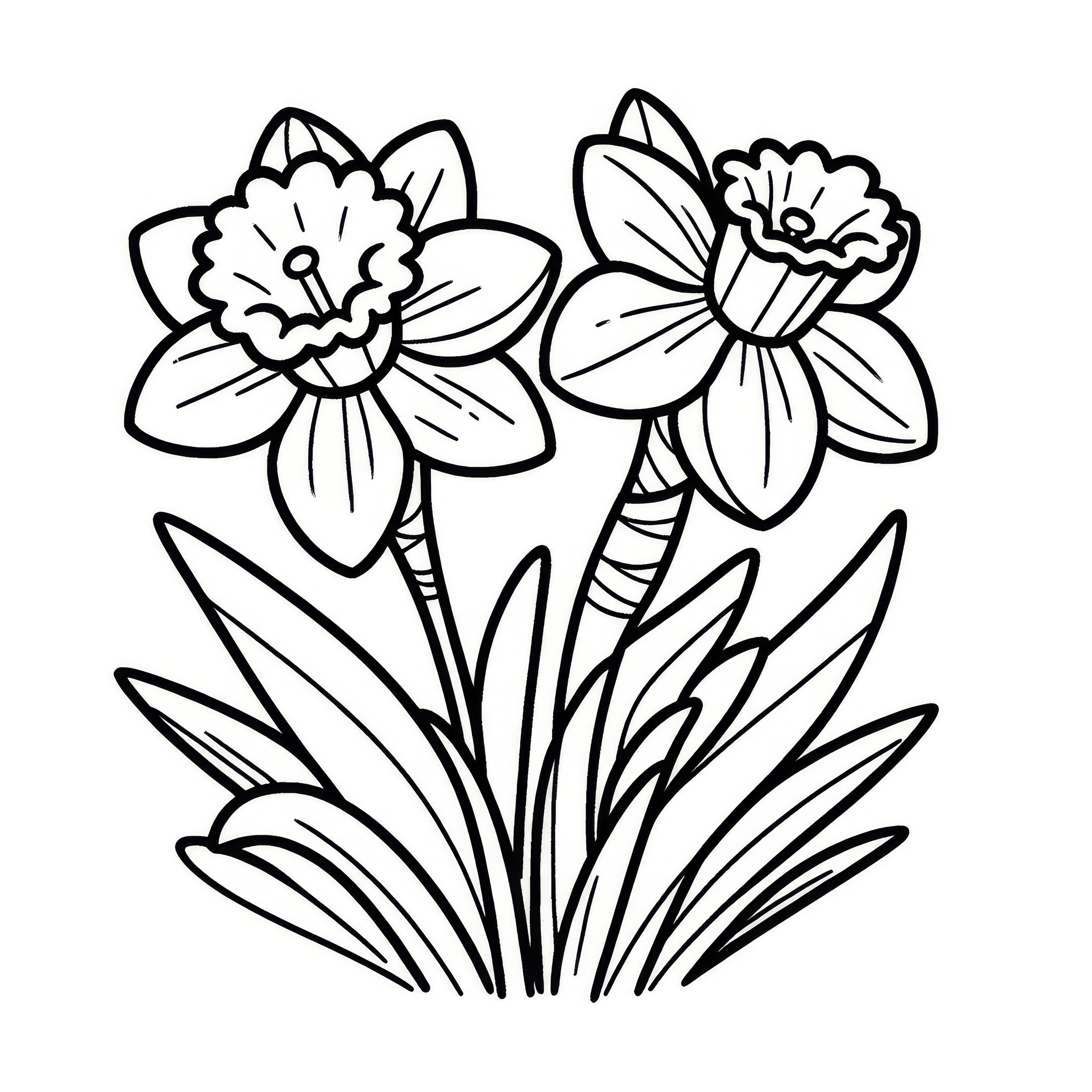 Beautiful daffodils: flower picture to color (Free)