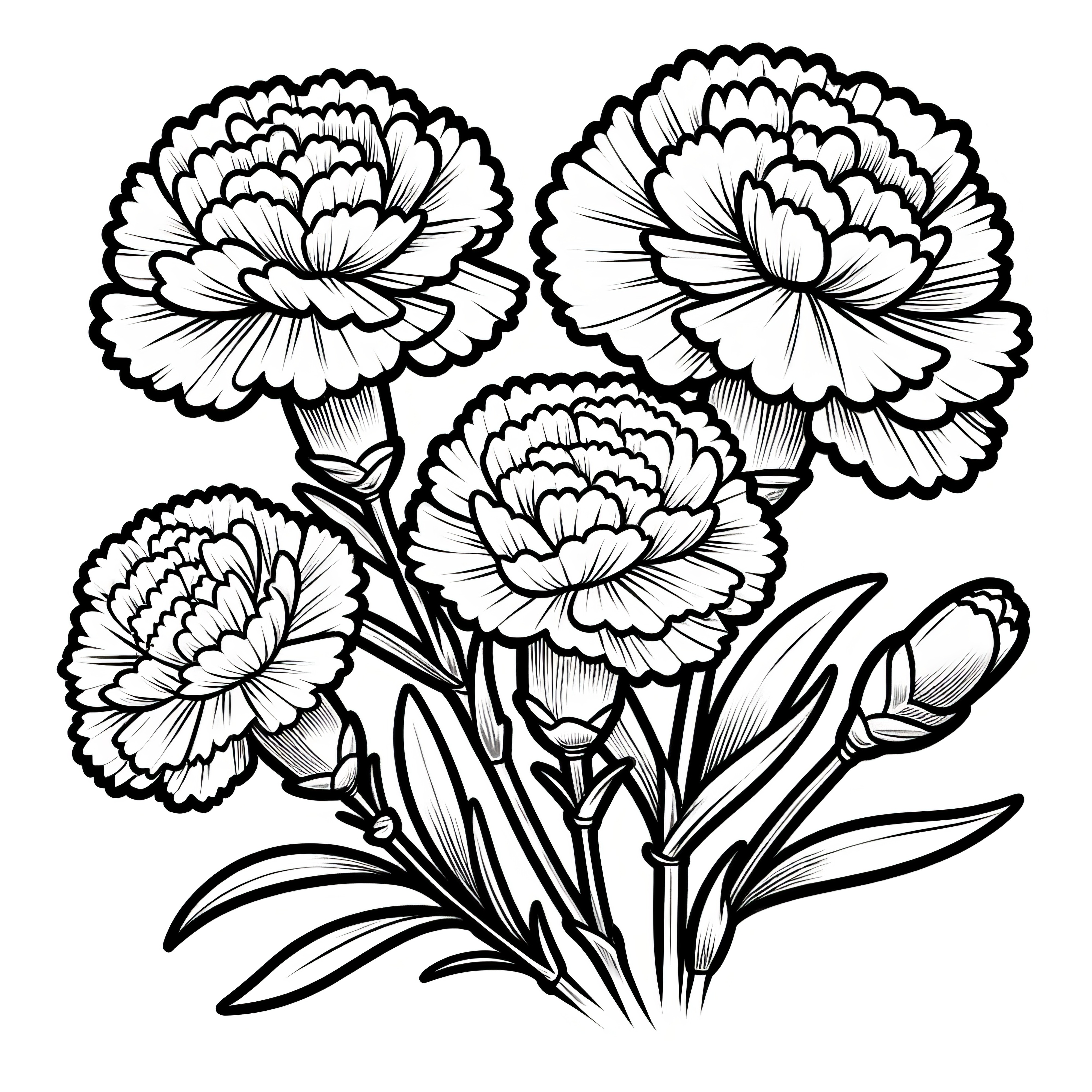 Carnation flowers: Picture to color