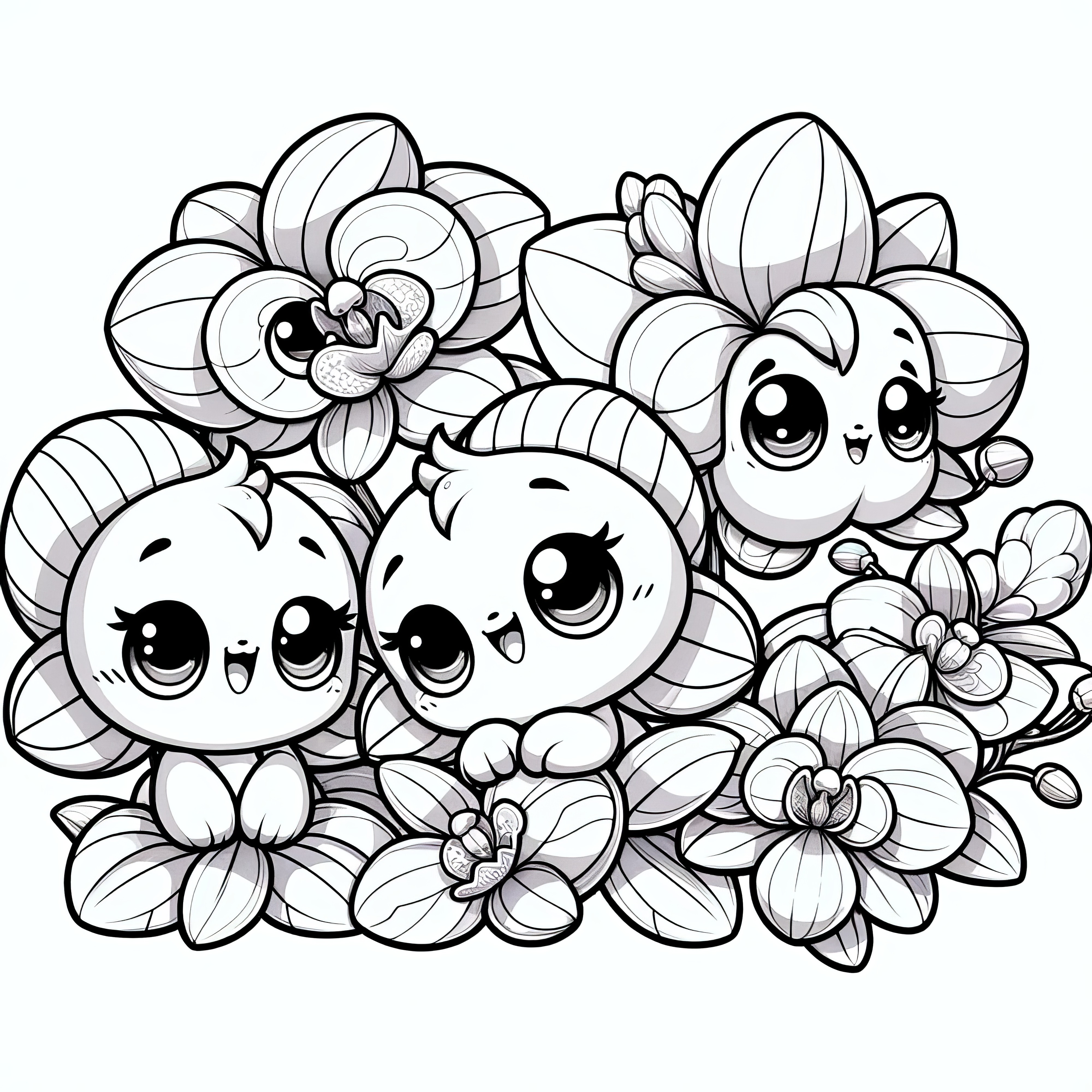 Playful orchid design: coloring page for children (free)