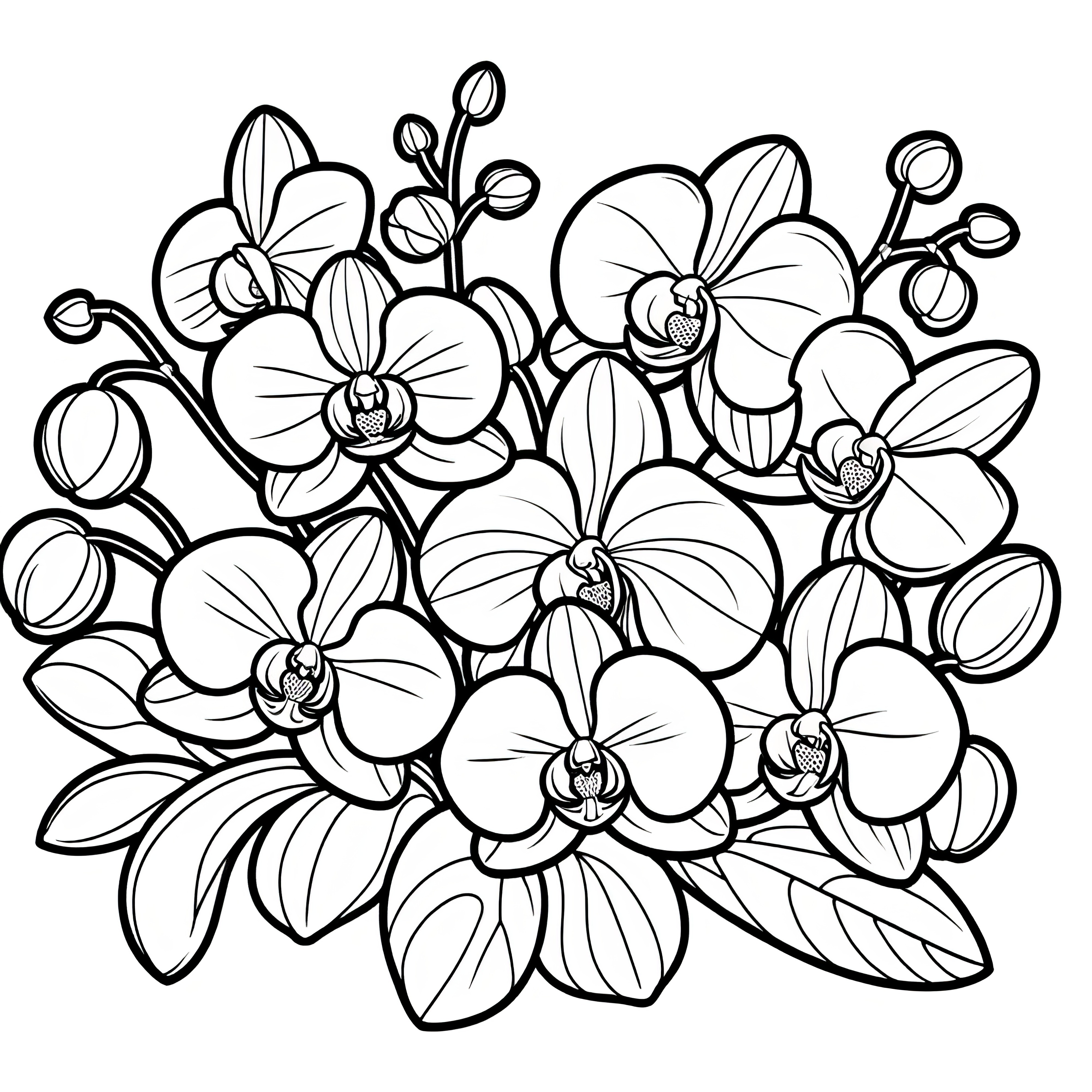 Flores de orquídea: Desenho para colorir (gratuito)