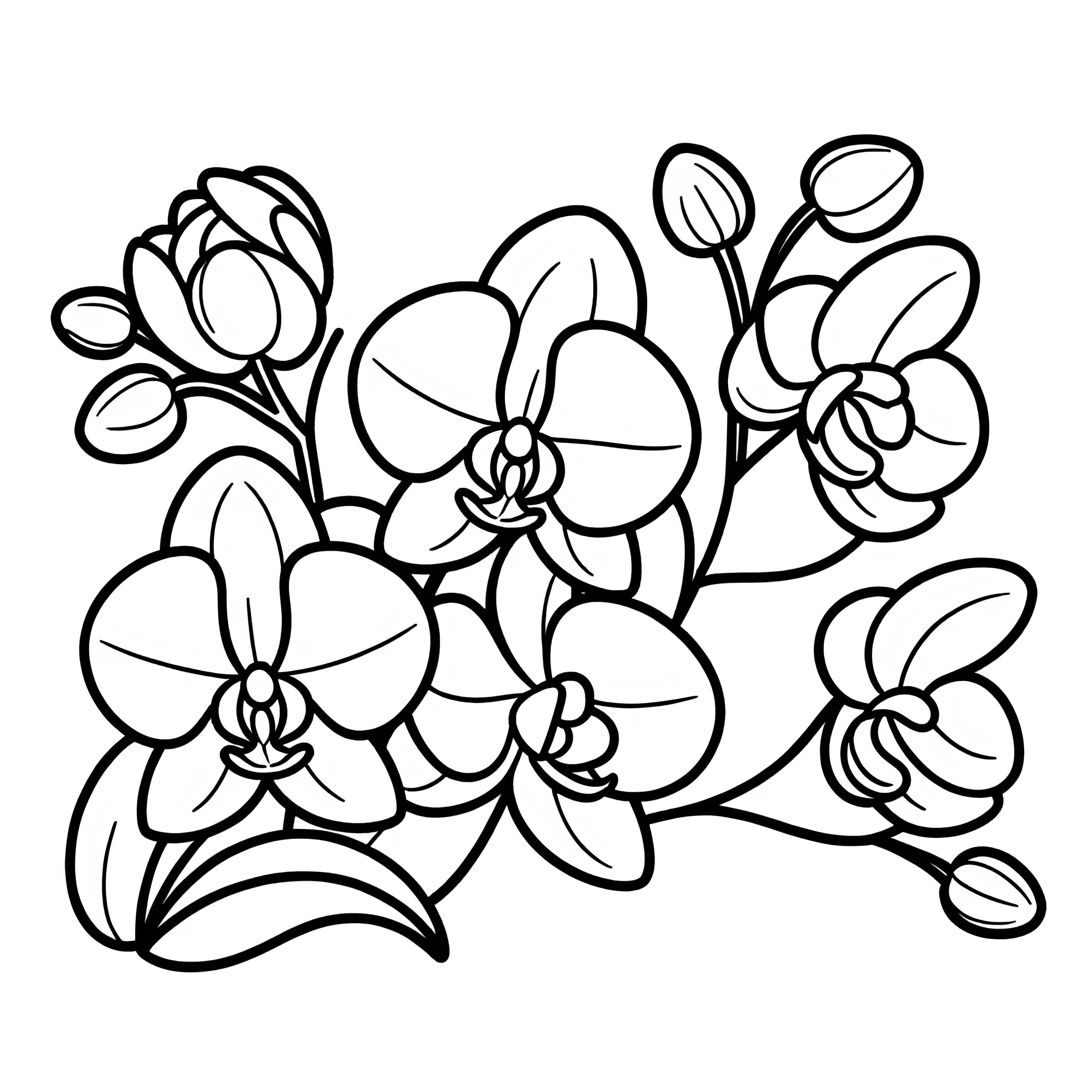 Orchid flowers: Simple coloring page (Free)