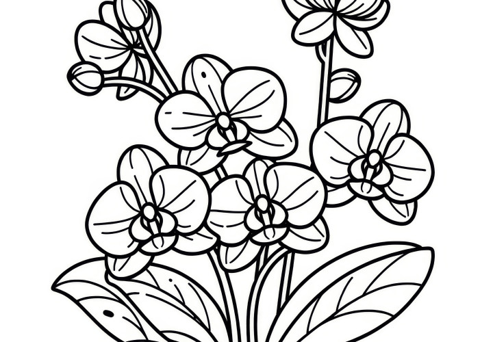 Lindas orquídeas: Desenhos simples para colorir para crianças (gratuito)