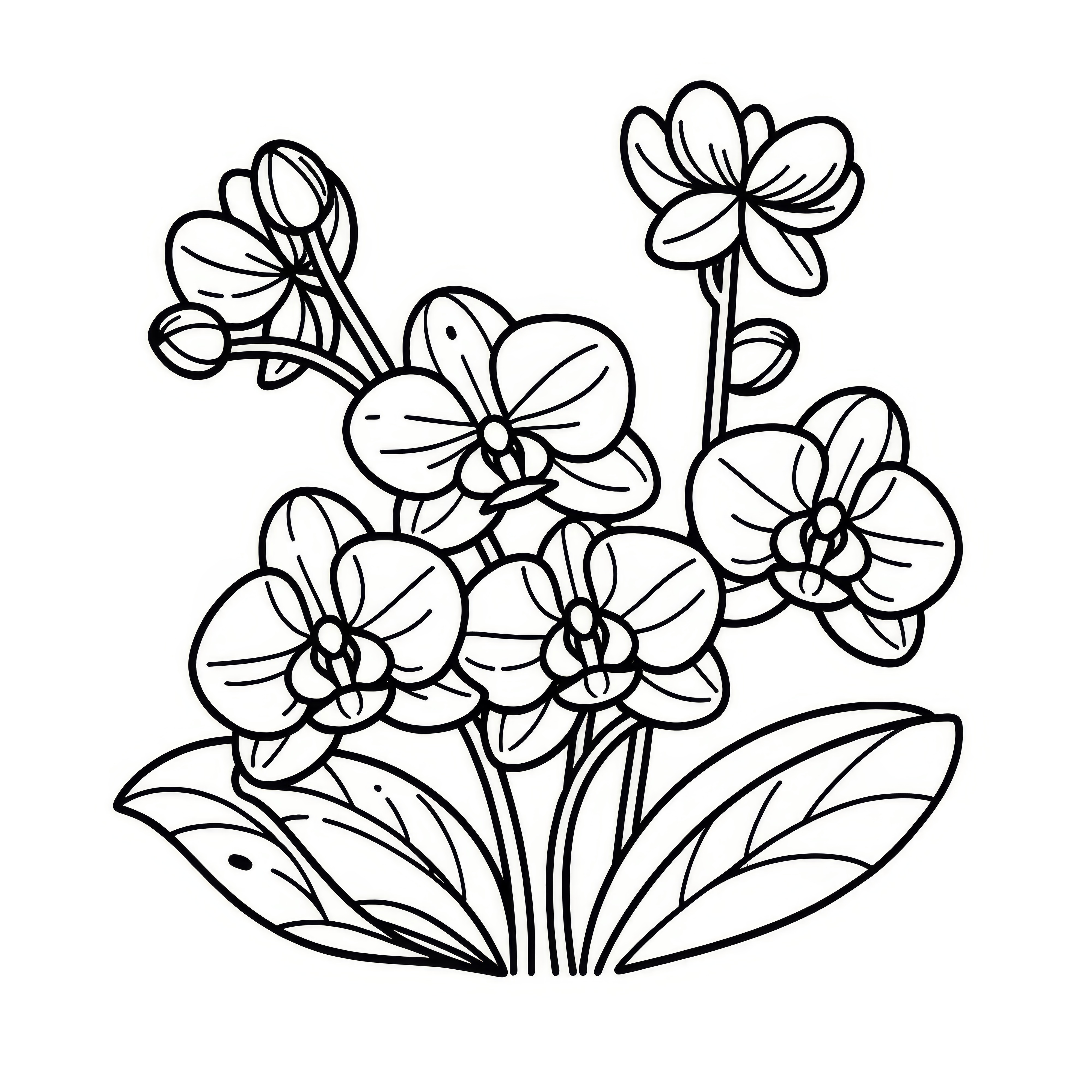 Beautiful orchids: Simple coloring picture for children (Free)