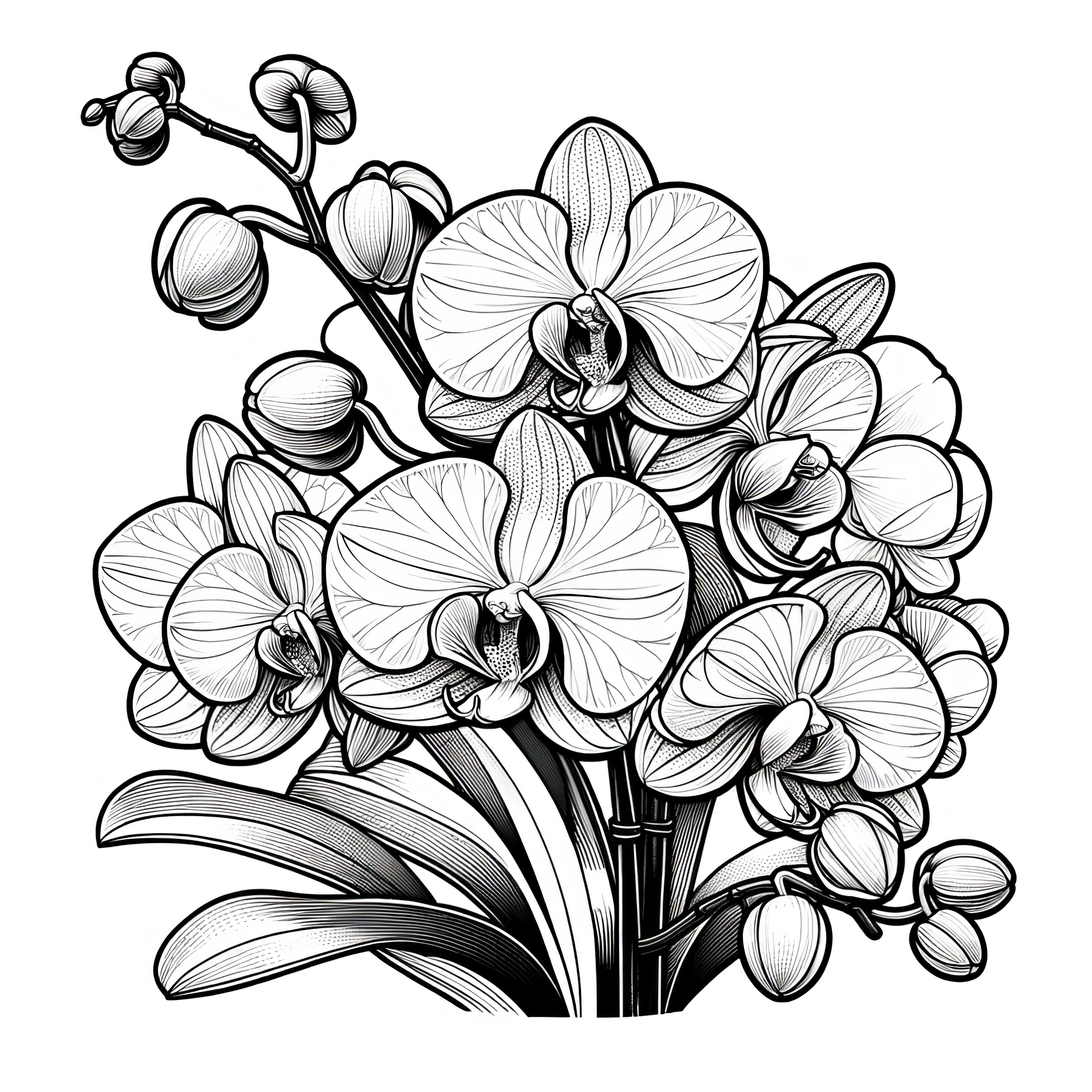 Delicate Orchids: Realistic Coloring Picture (Free)