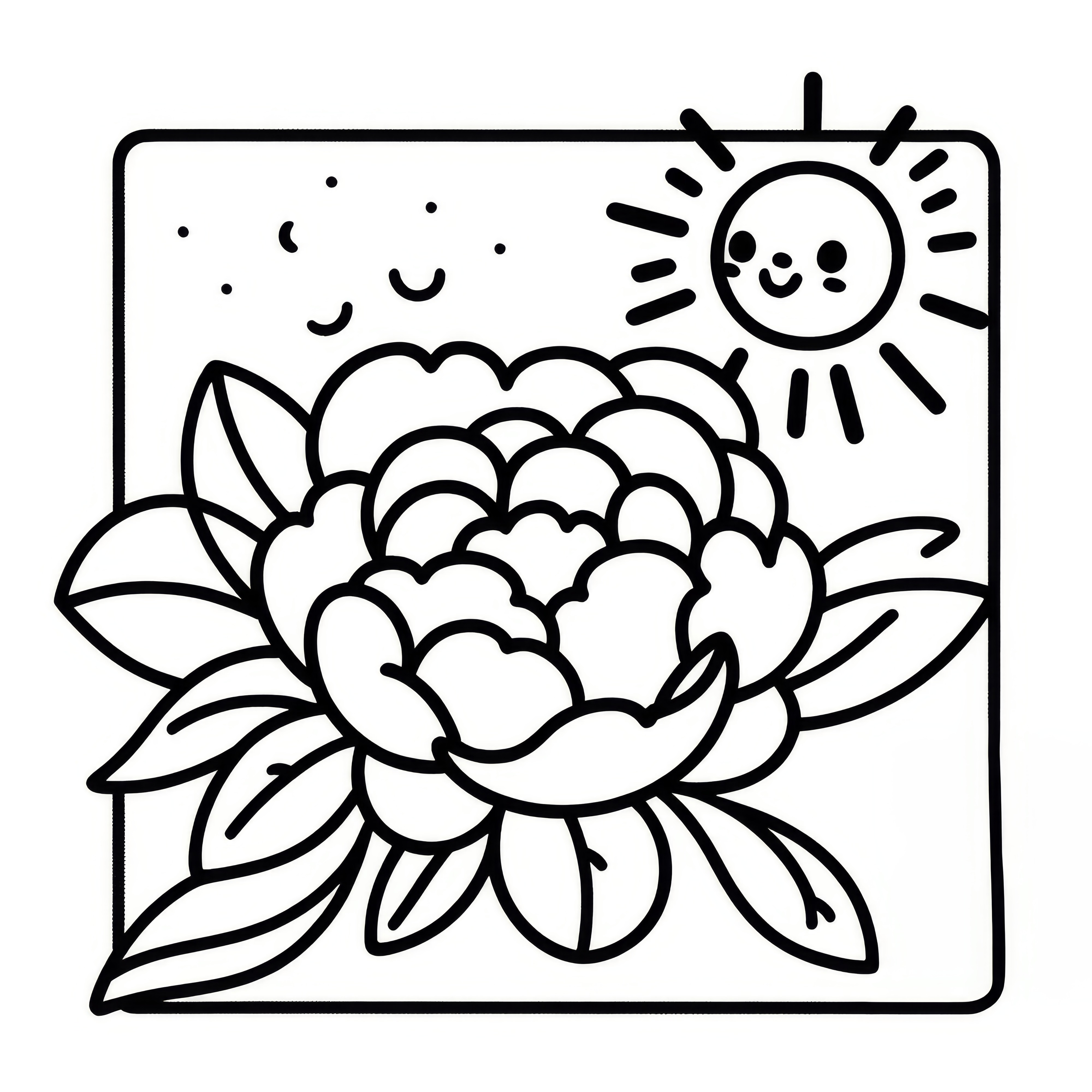 Peony blossom: Coloring picture for children (Free)