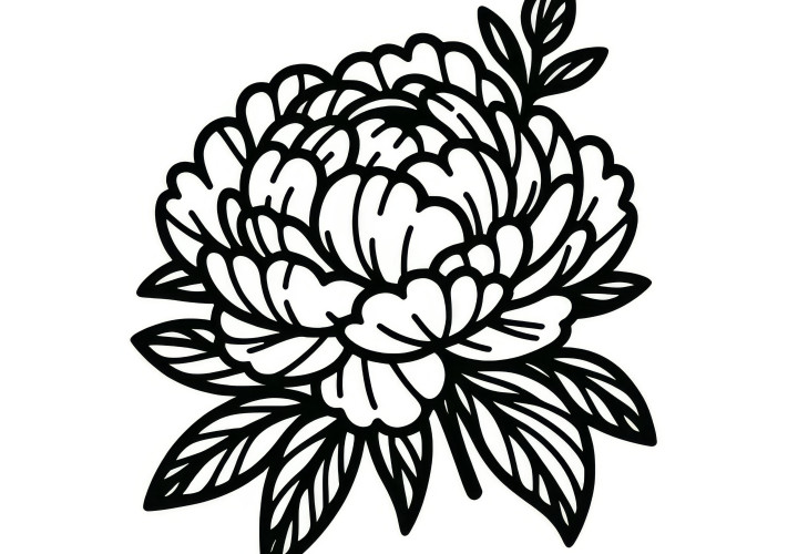 Delicate peony blossom: Simple coloring page (Free)