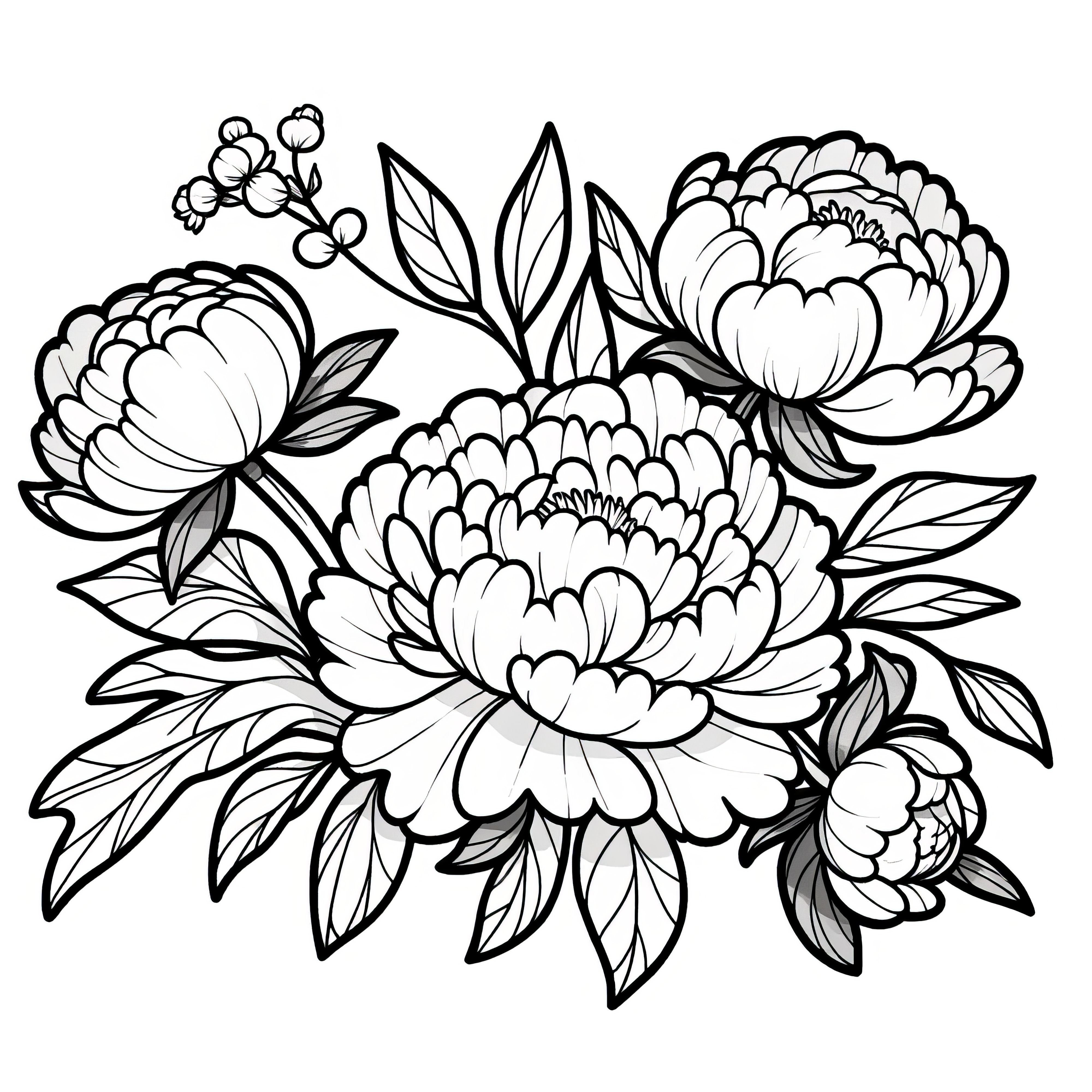 Elegant peony blossoms to color (Free)