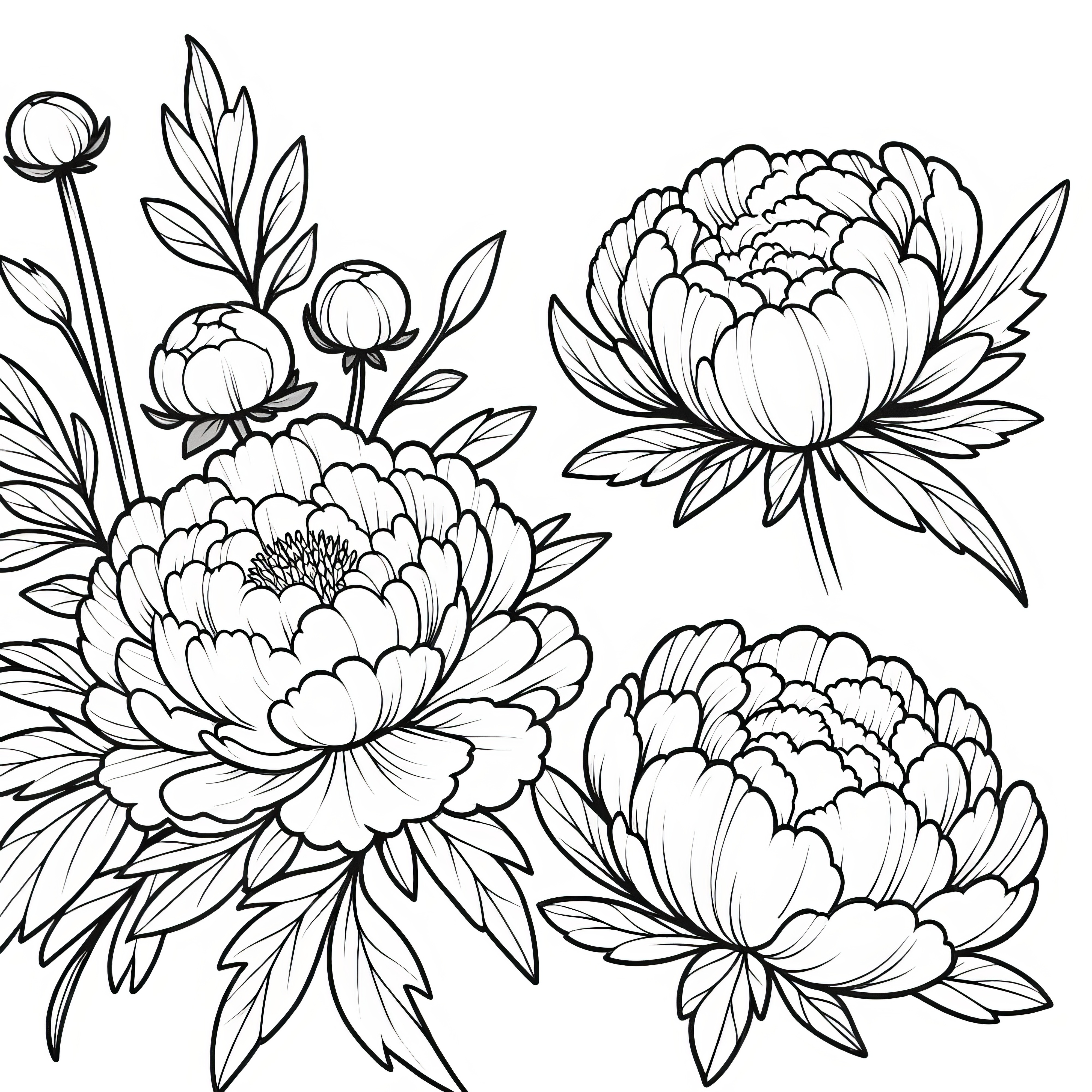 Peony flower picture to color (Free)