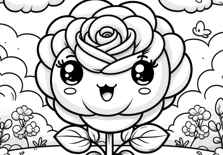 Merry rose plant with a face to color (Free)