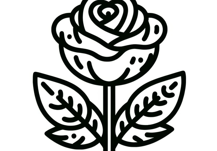 Simple coloring picture of a rose for children (Free)