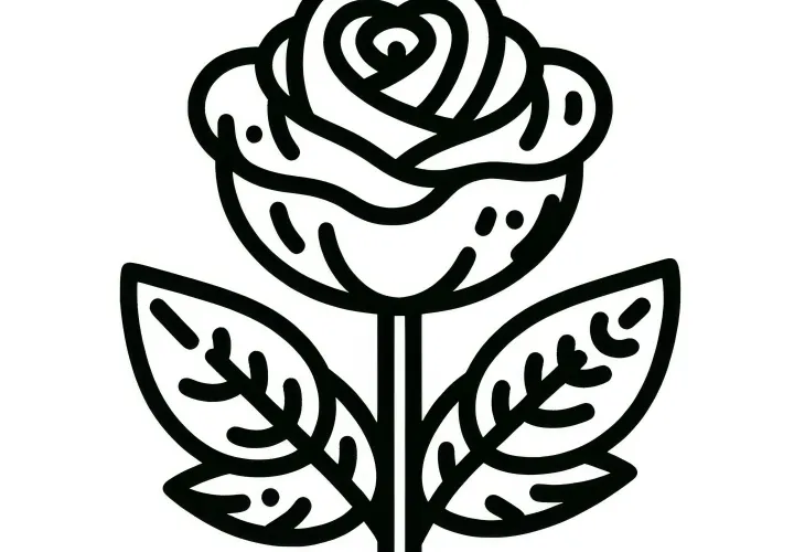 Desenho simples de uma rosa para colorir para crianças (gratuito)